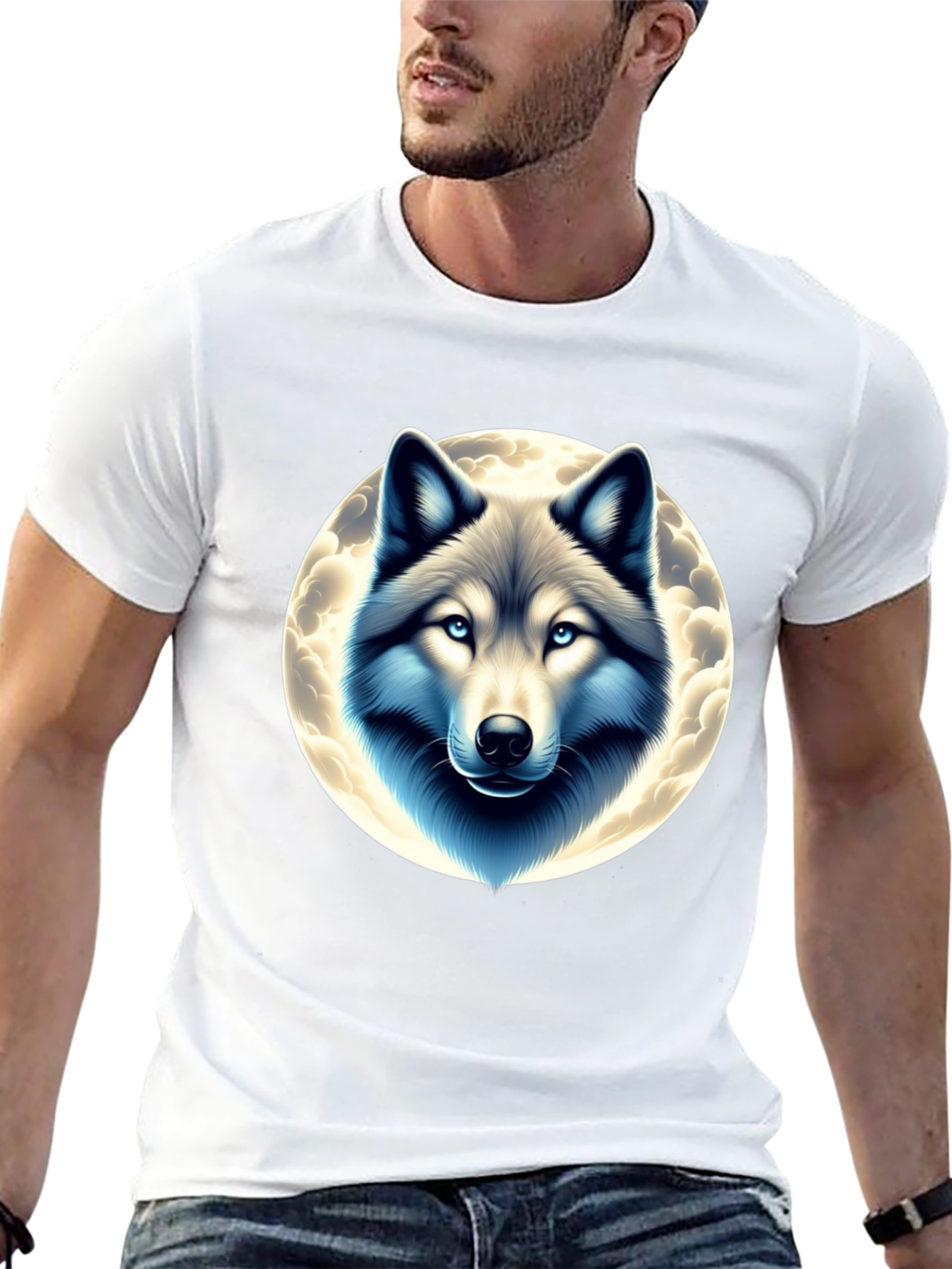 Black Wolf Moon Graphic Tee - Black Cotton Blend view 13