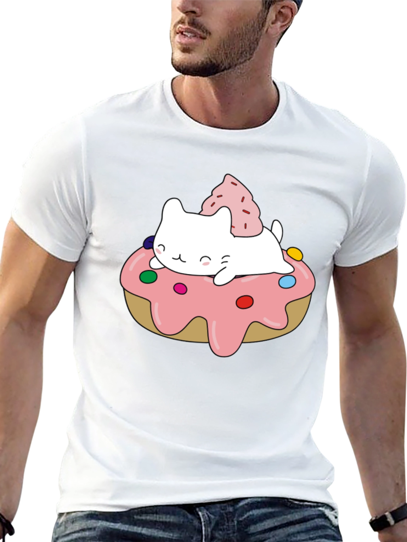 Black Cute Cat Donut T-Shirt - Sweet Style view 13