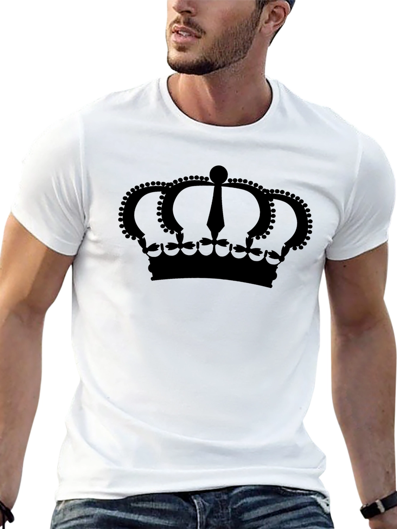 Black Crown Graphic Print Black T-Shirt view 13