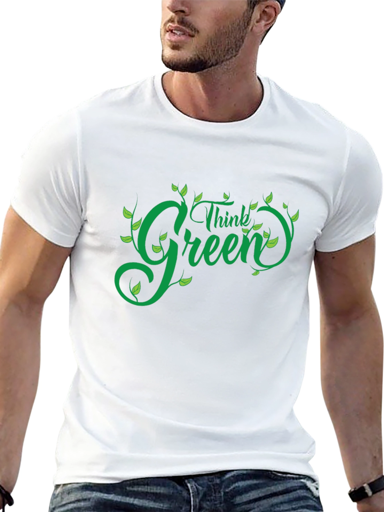 Black Think Green T-Shirt - Eco Friendly Design view 13