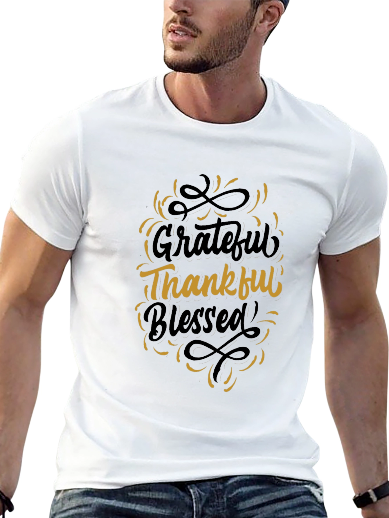 Black Grateful Thankful Blessed Graphic T-Shirt view 13