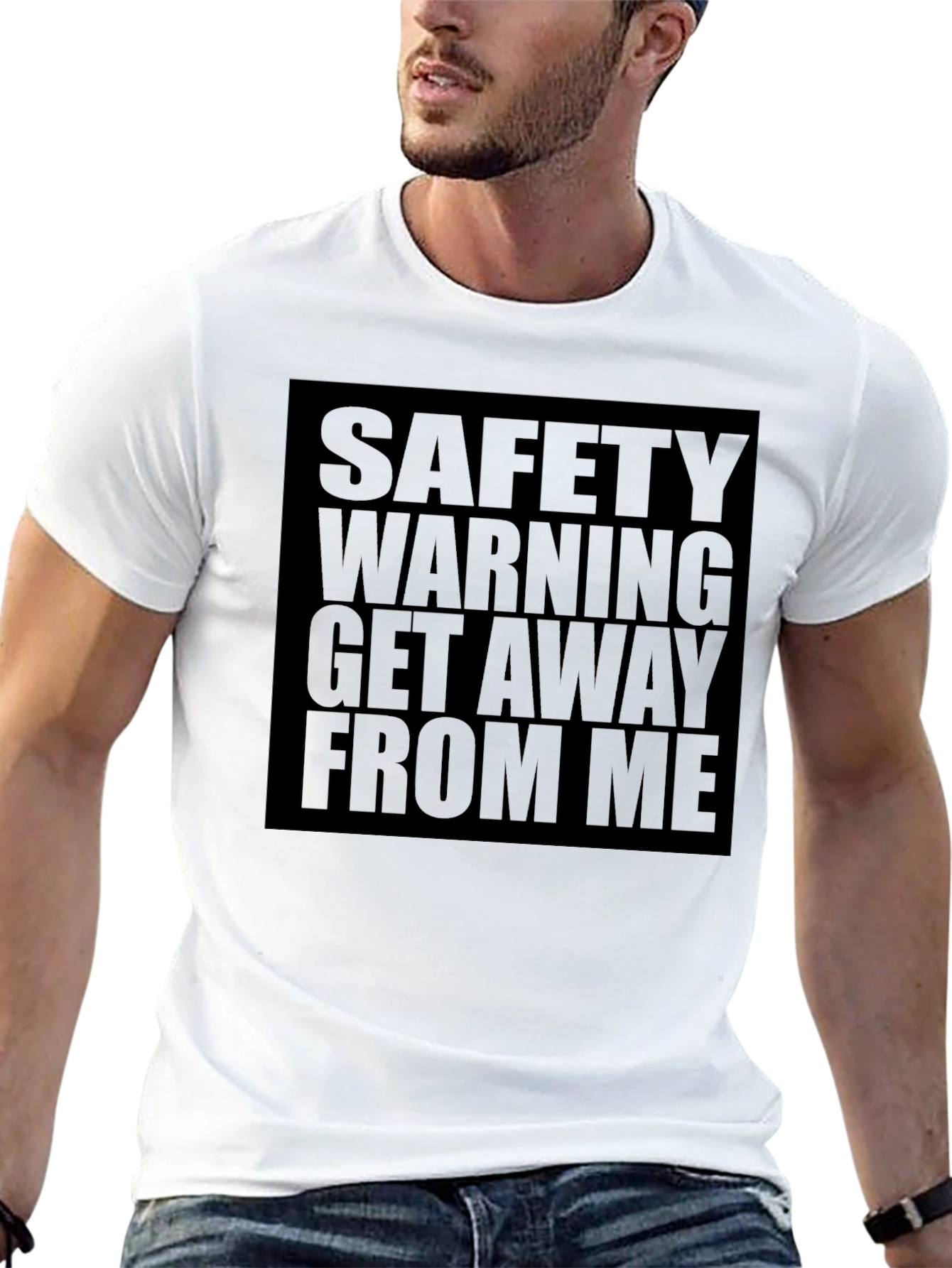 Black Safety Warning Get Away From Me Black Tee view 13