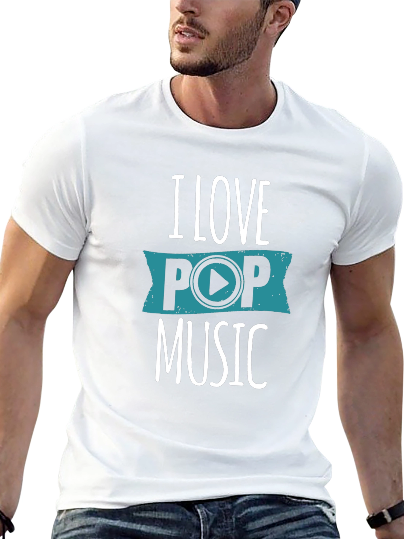 Black I Love Pop Music Graphic T-Shirt - Black view 13