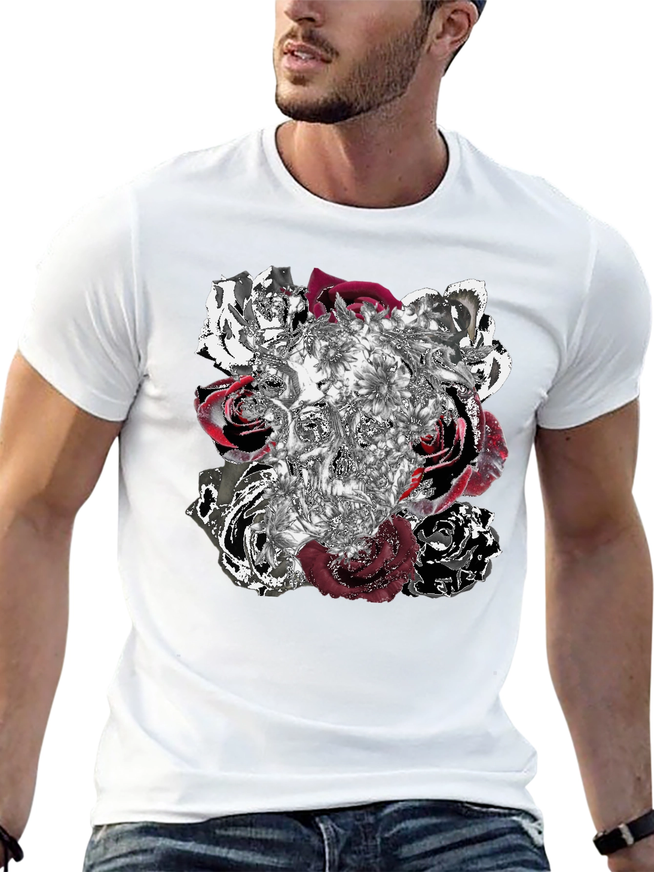 Black Skull Roses Graphic Tee - Unique Design view 13