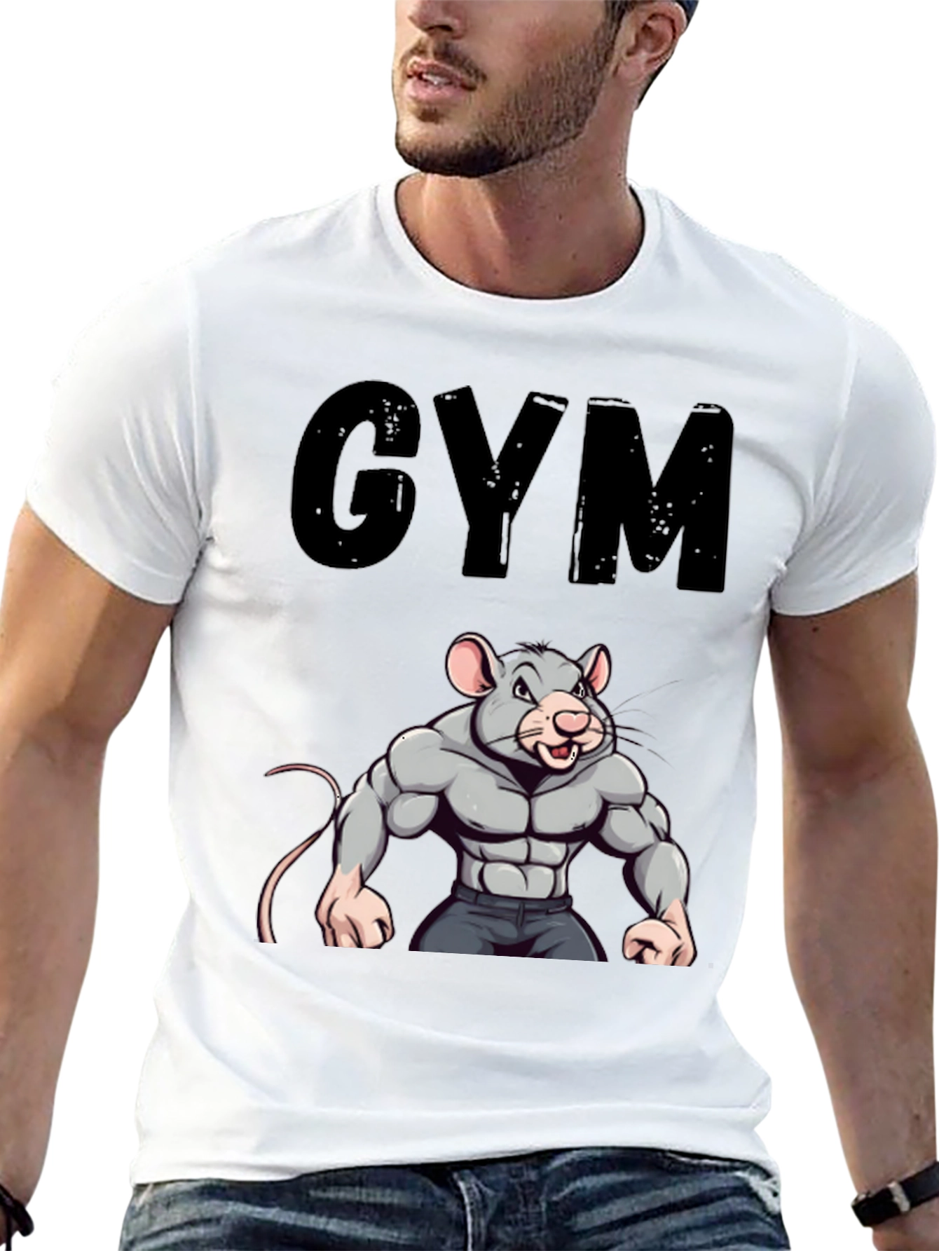 Black Gym Rat T-Shirt - Funny Workout Tee view 13