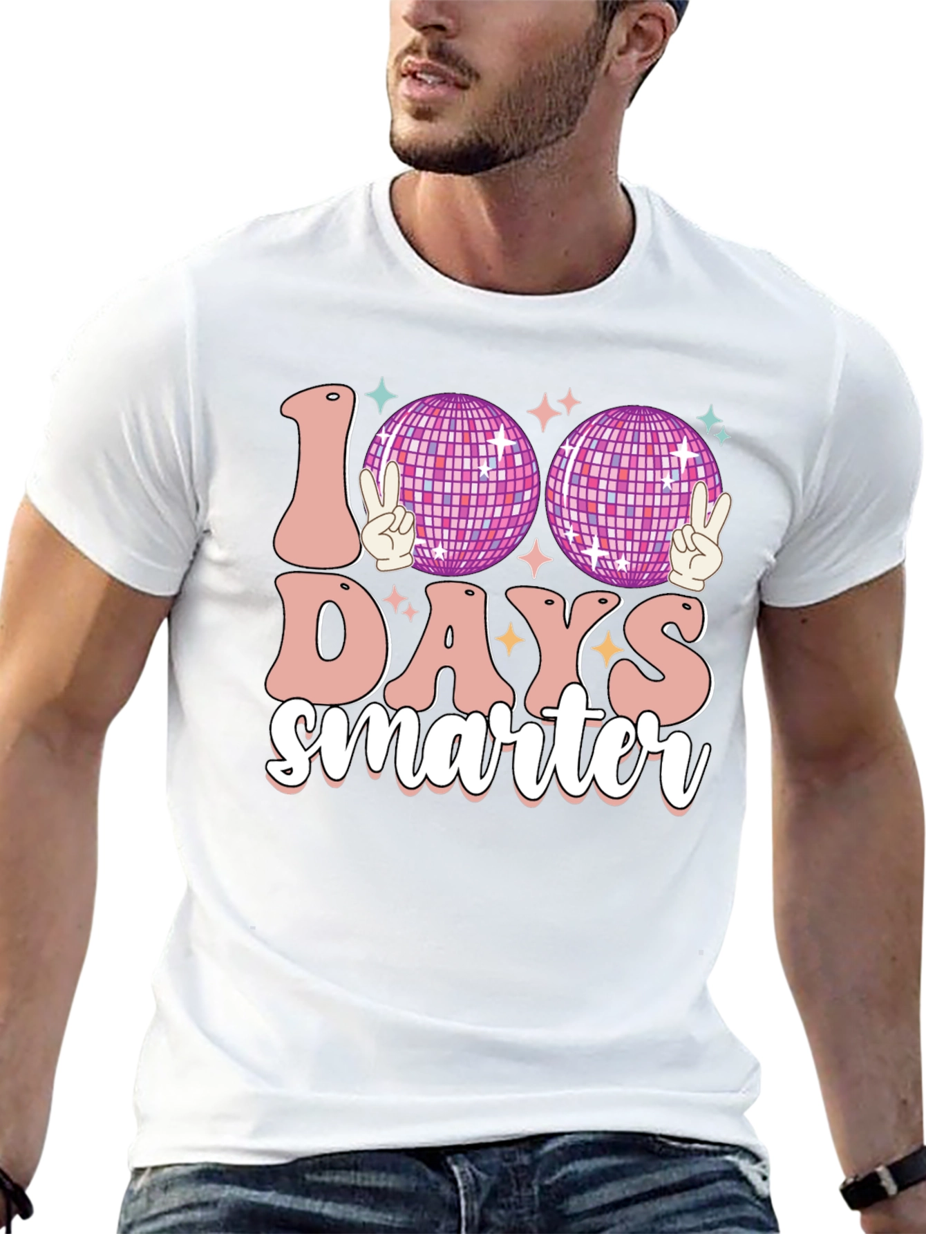Black 100 Days Smarter Disco Ball T-Shirt view 13
