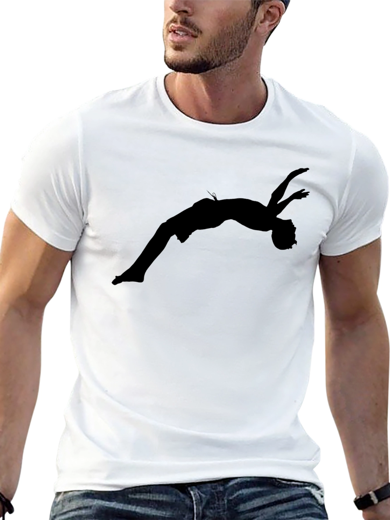 Black Black T-Shirt with Acrobat Silhouette Graphic view 13