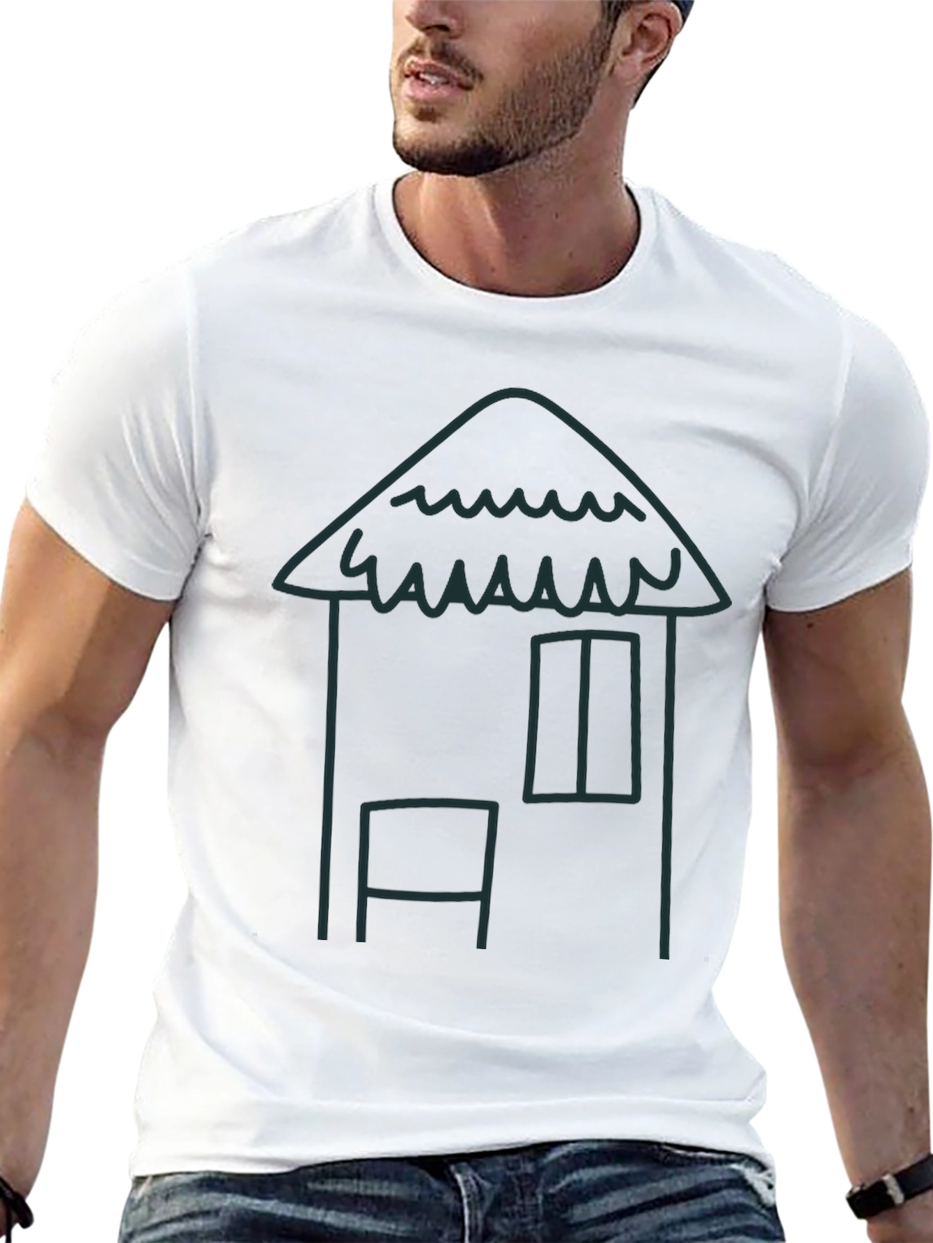 Black Whimsical House Tee - Casual Comfort view 13