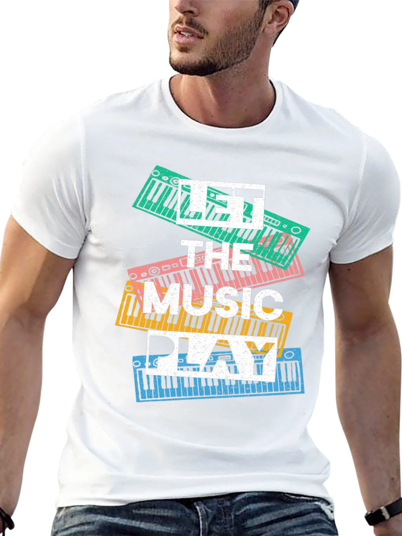 Black Let the Music Play Graphic Tee view 13