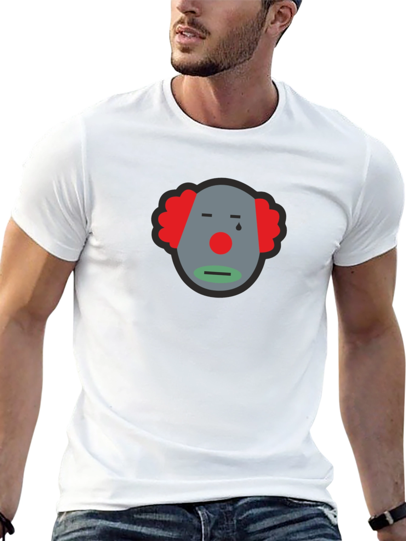 Sad Clown Graphic Tee - Unisex Black Cotton T-Shirt - 13