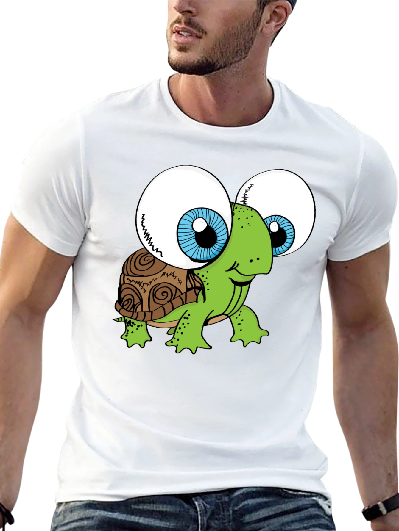 Black Funny Turtle Googly Eyes Black T-Shirt view 13