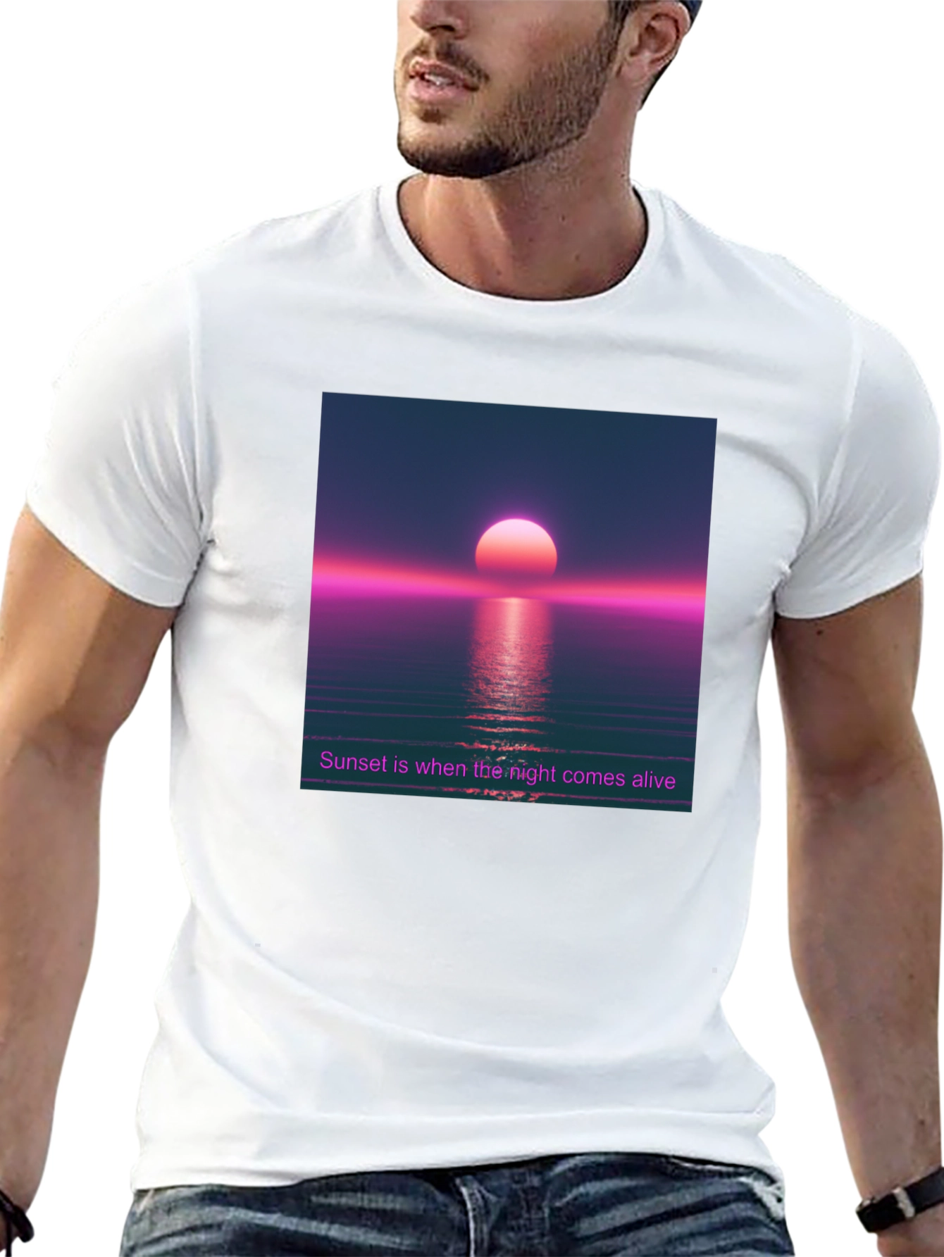 Black Sunset Aesthetic T-Shirt - Night Comes Alive Tee view 13