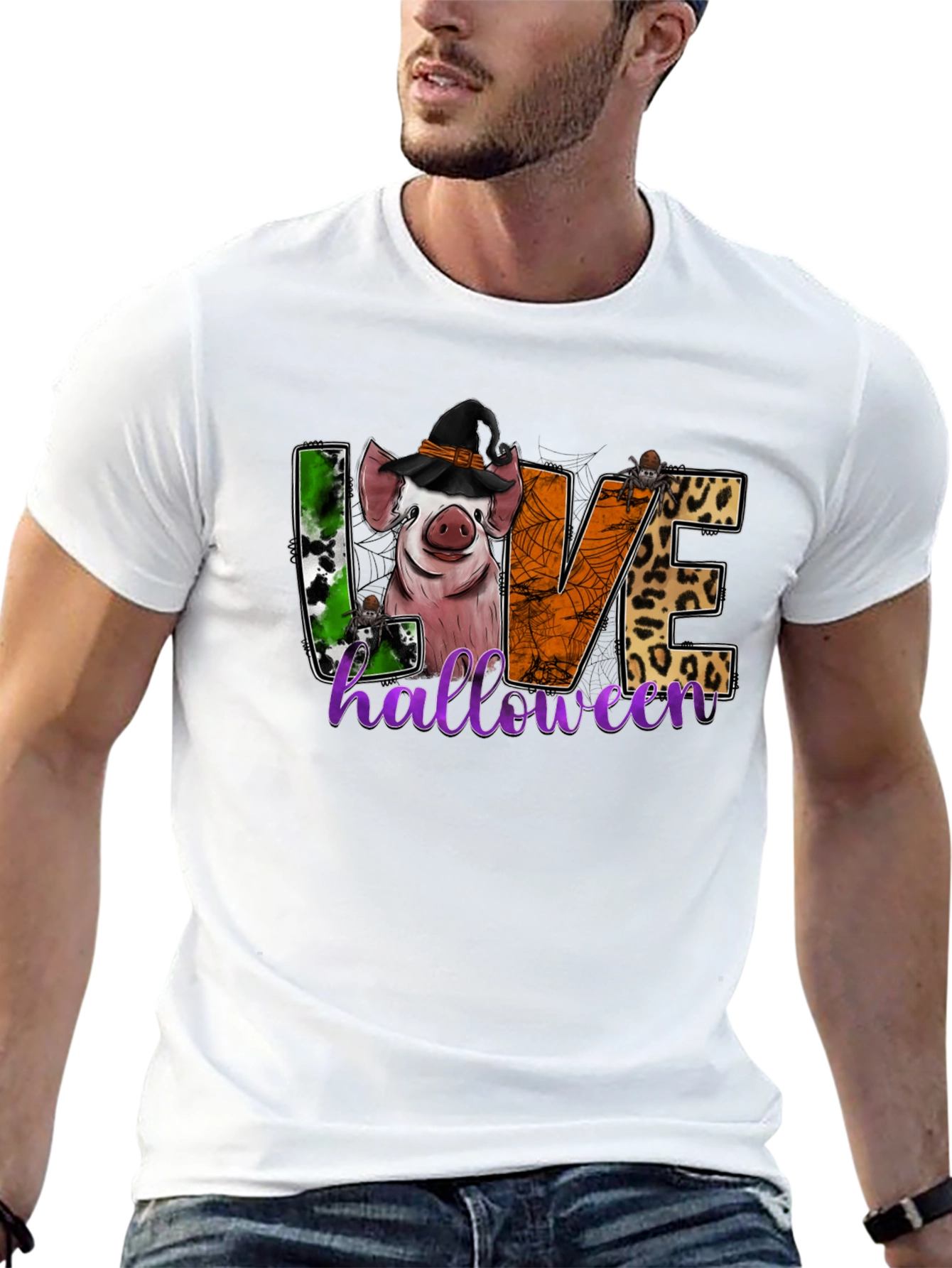 Black Halloween Pig Graphic T-Shirt view 13