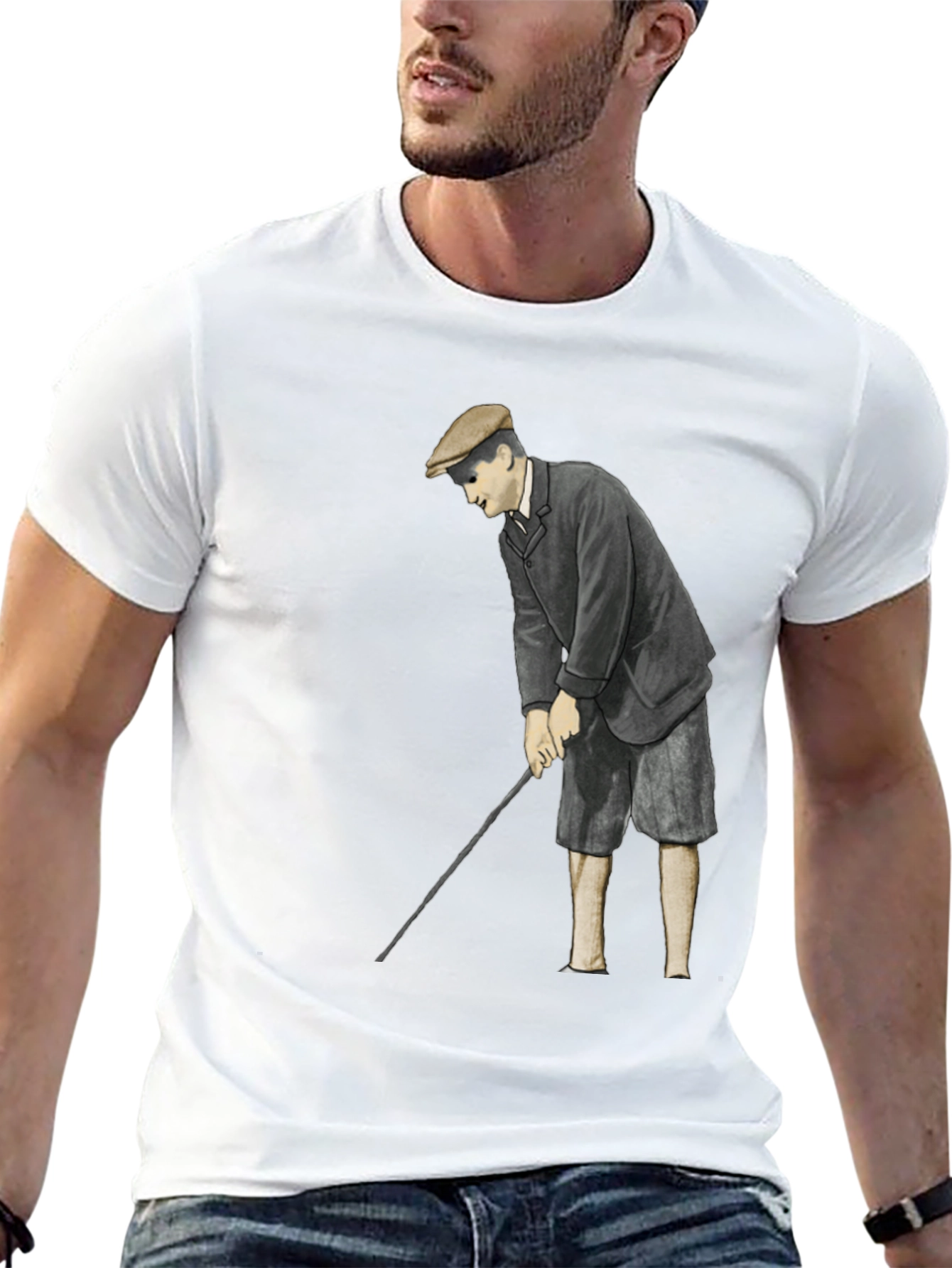 Black Vintage Golfer T-Shirt - Classic Style view 13