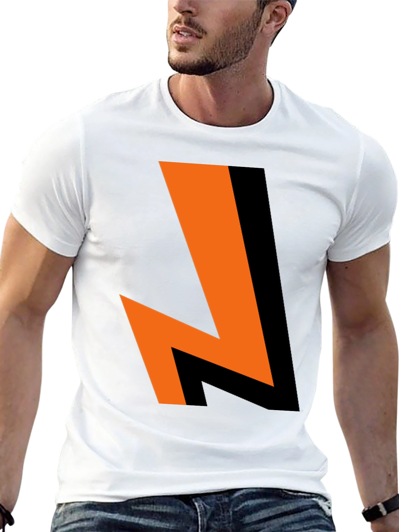 Black Bold Lightning Bolt Graphic Tee - Black Cotton Blend view 13