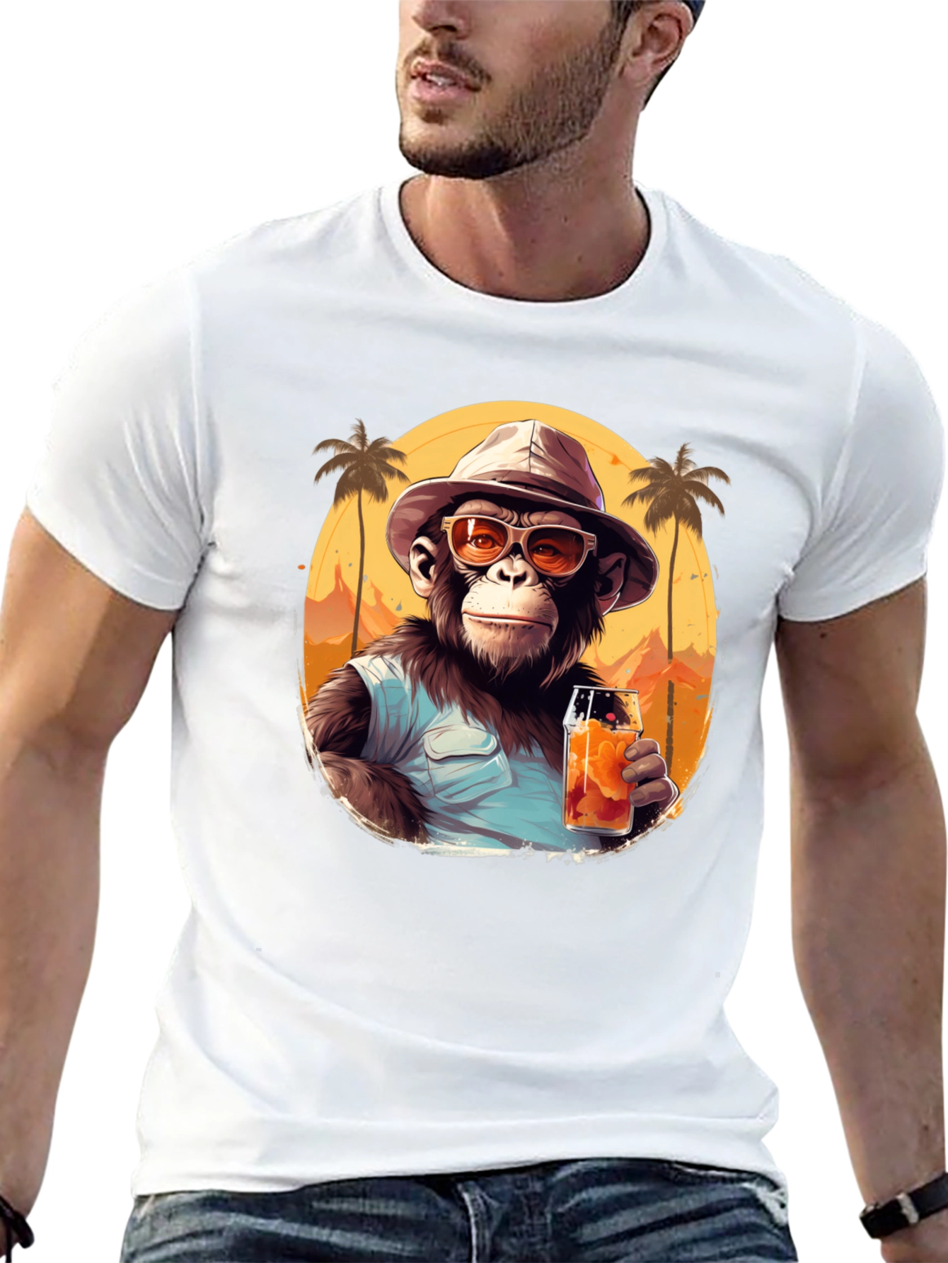 Black Tropical Monkey Graphic Tee - Vacation Vibes view 13