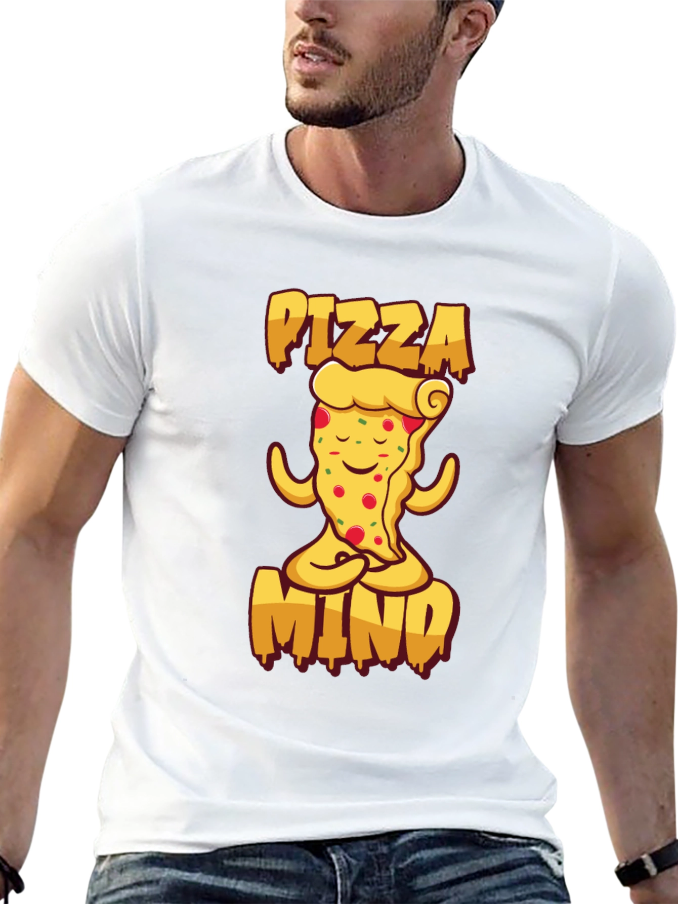 Black Pizza Mind Black T-Shirt for Men view 13