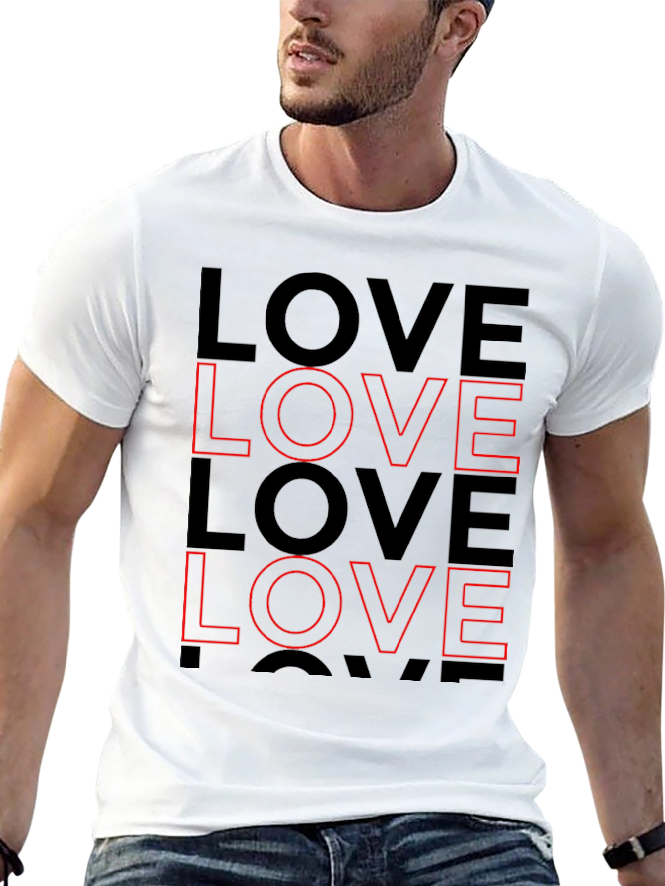 Black LOVE Graphic Print Black T-Shirt view 13