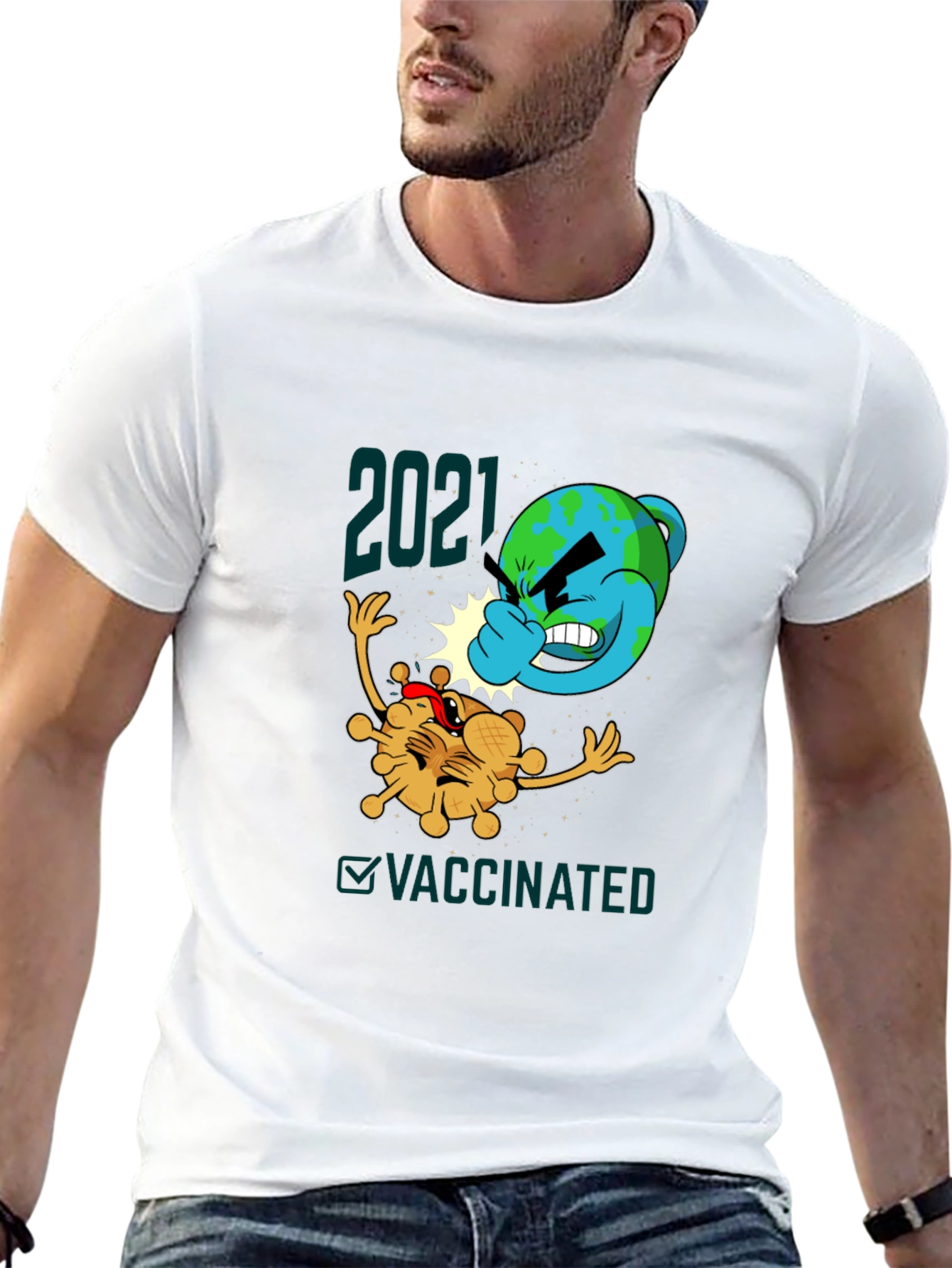 Black 2021 Vaccinated Graphic Tee - Beat the Virus! view 13