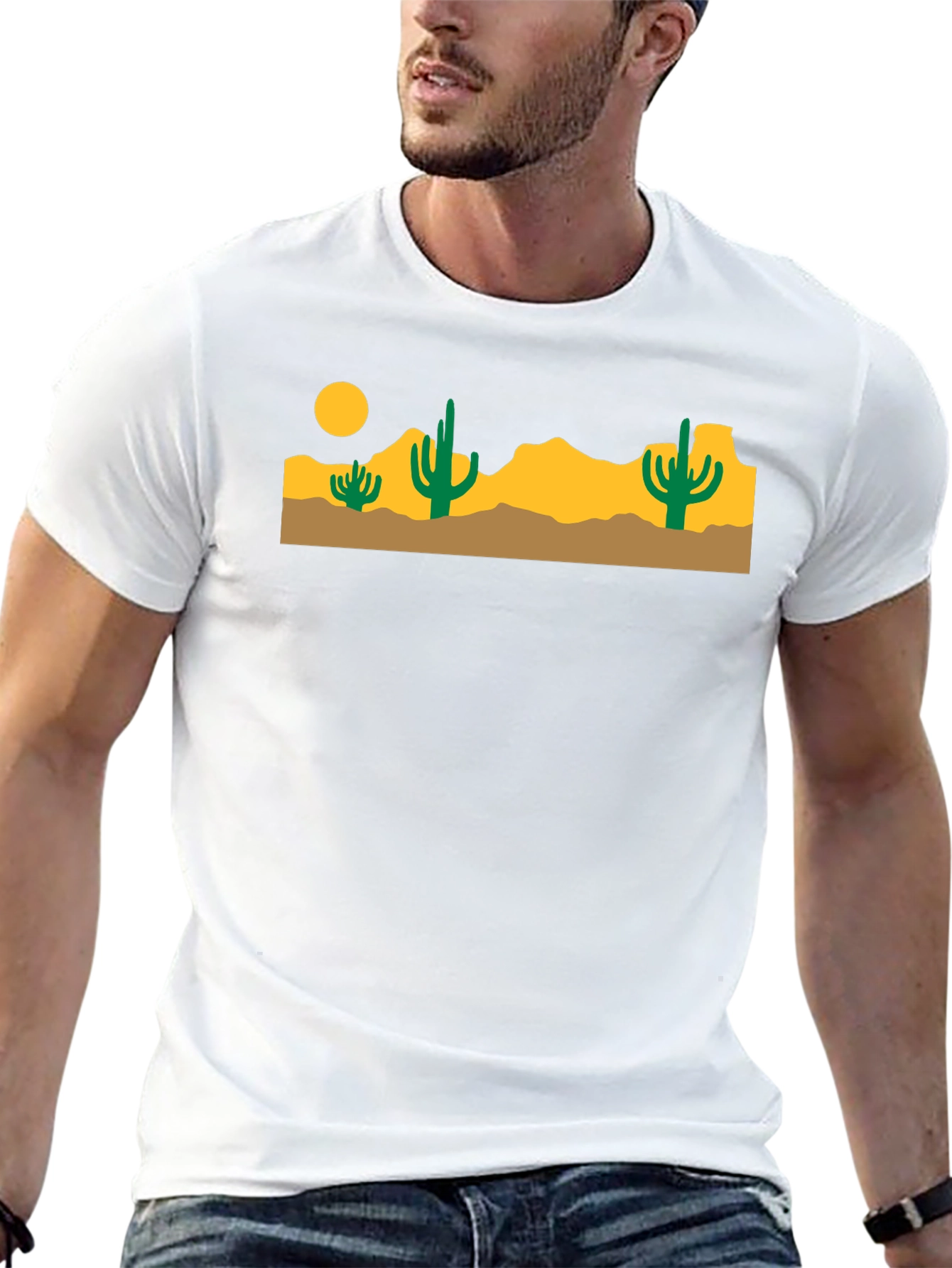 Black Desert Cactus Graphic Tee - Black Cotton T-Shirt view 13