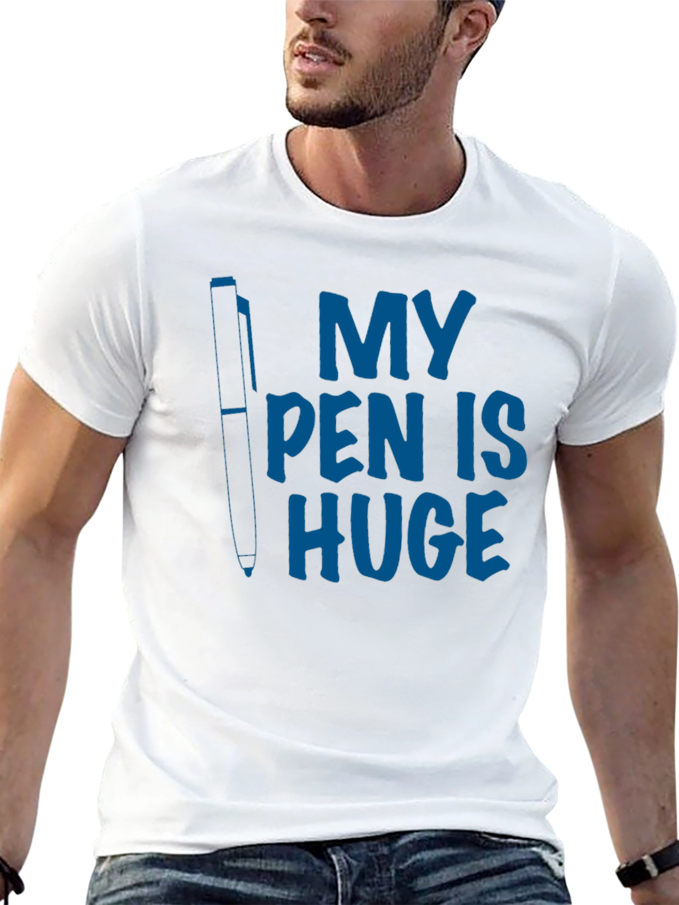 Black My Pen Is Huge Graphic Tee - Funny Novelty T-Shirt view 13