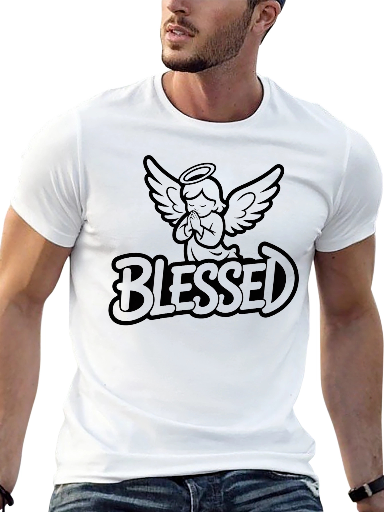 Black Blessed Angel Graphic Tee view 13