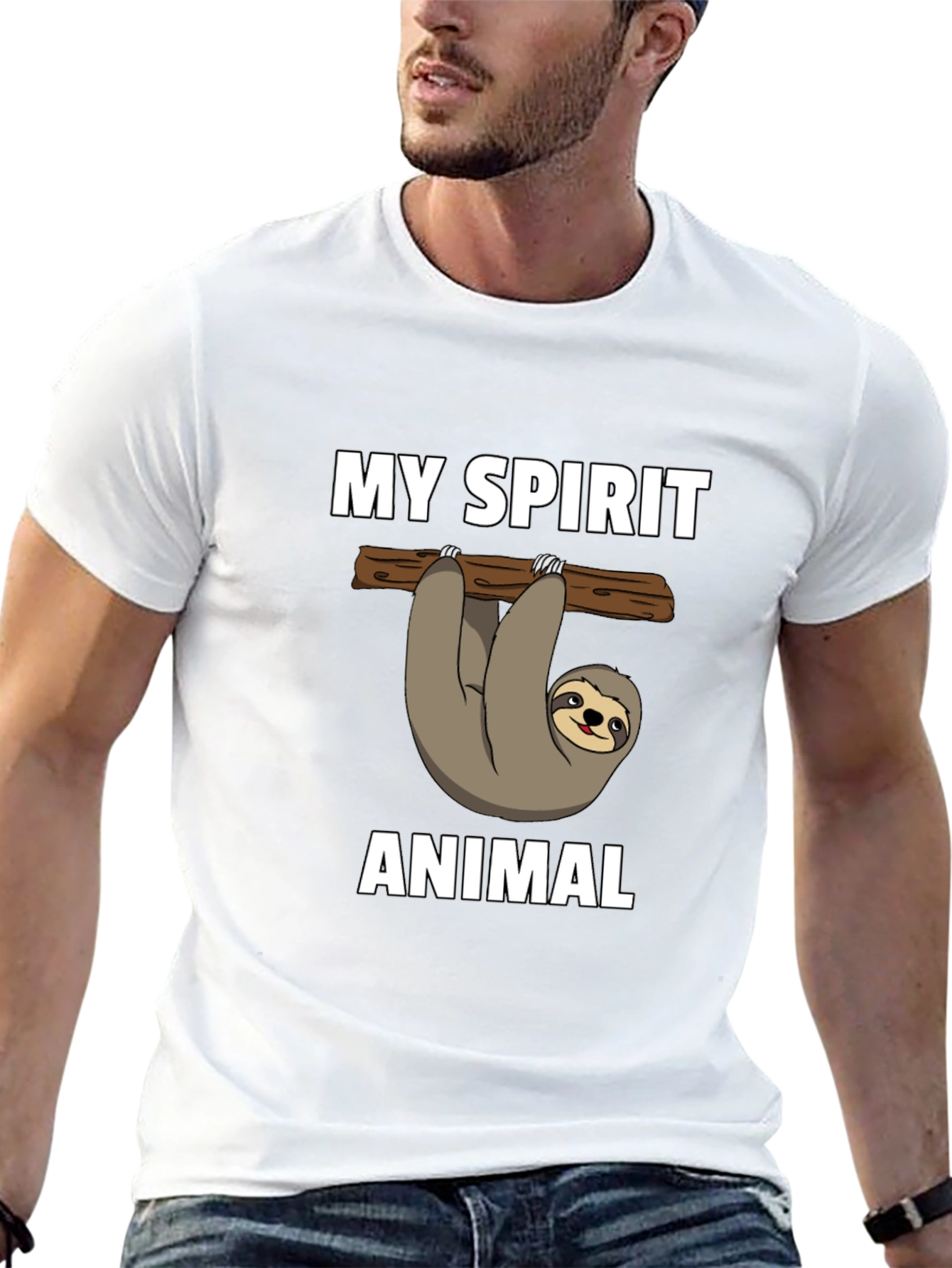 Black My Spirit Animal Sloth Graphic T-Shirt view 13