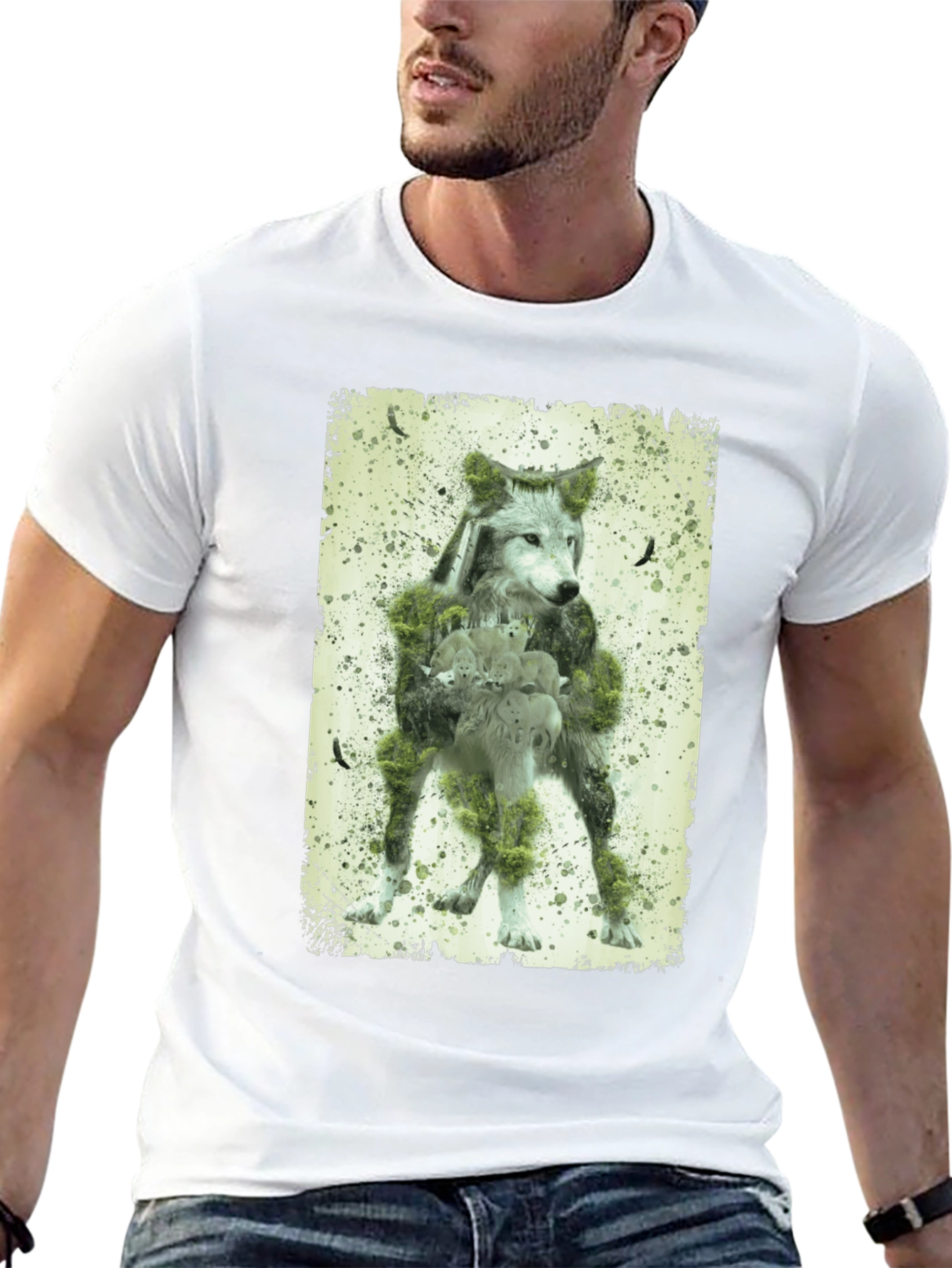 Wolf Forest Graphic T-Shirt - Nature Design Tee - 13