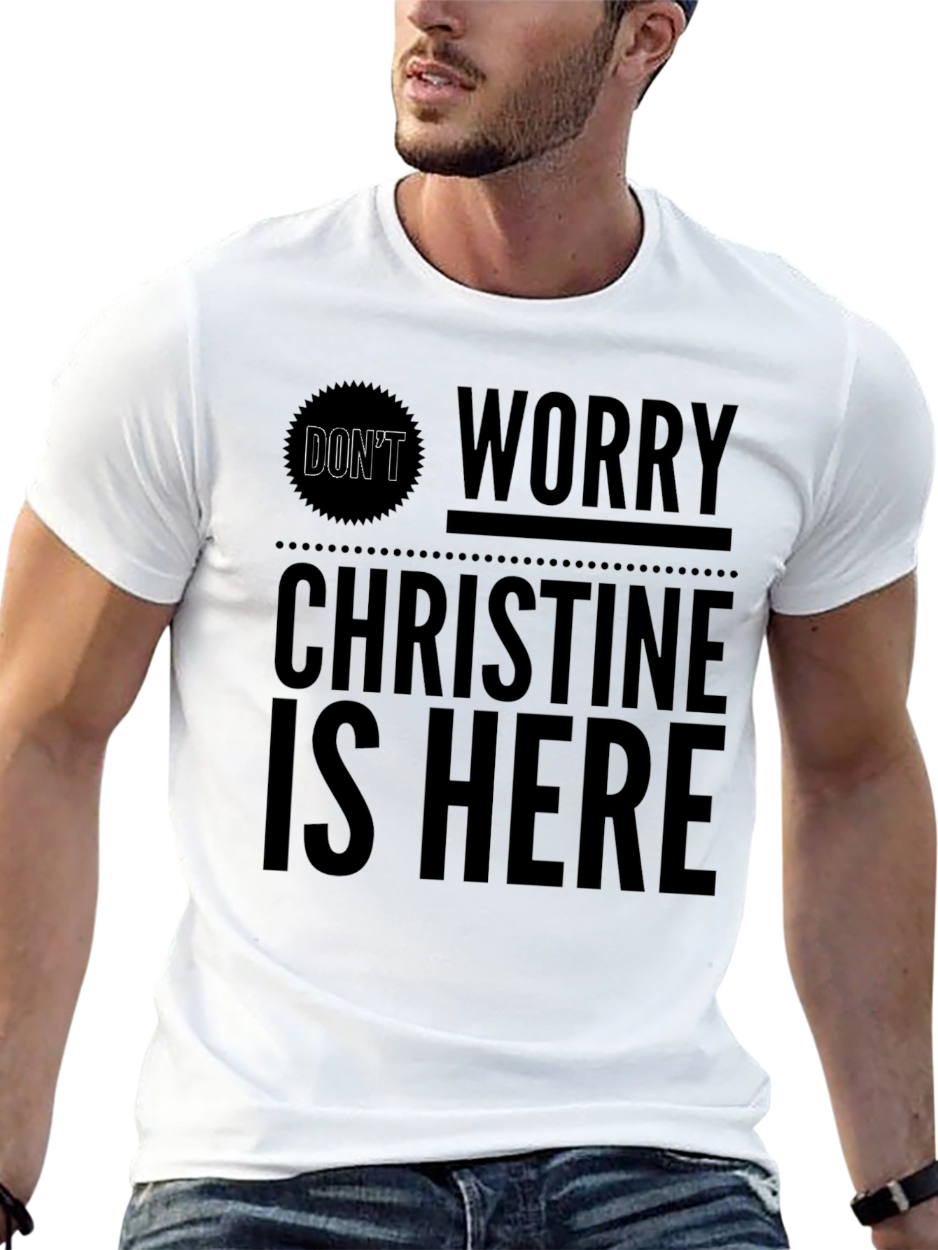 Black Don't Worry Christine Is Here Black Graphic Tee view 13