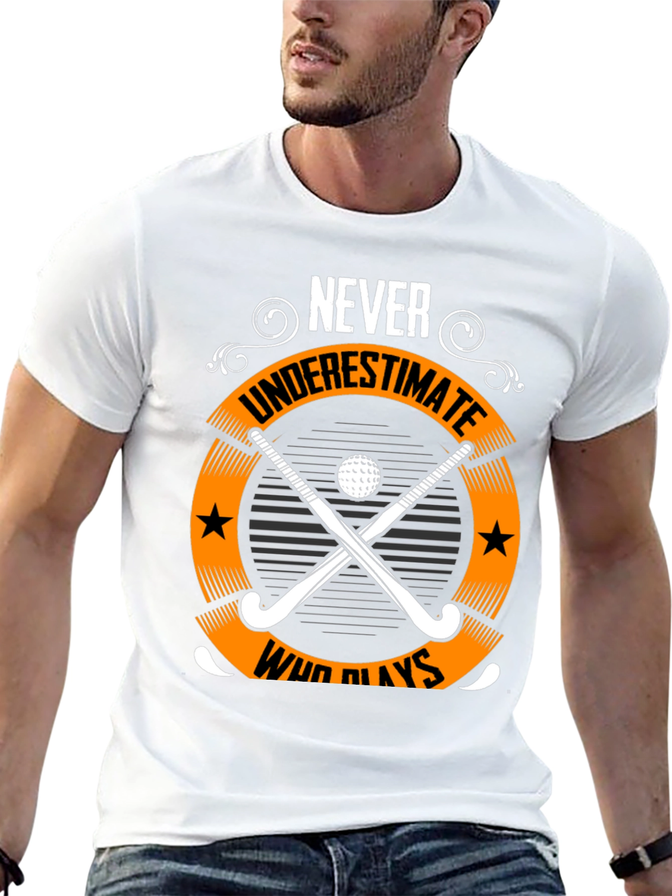 Black Never Underestimate Who Plays Hockey Graphic Tee view 13