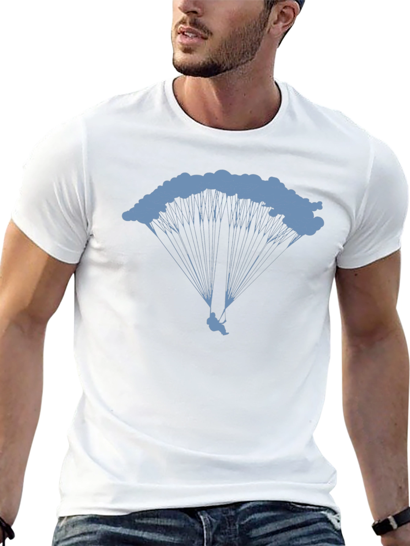 Black Skydiving Graphic Tee - Black Cotton T-Shirt view 13