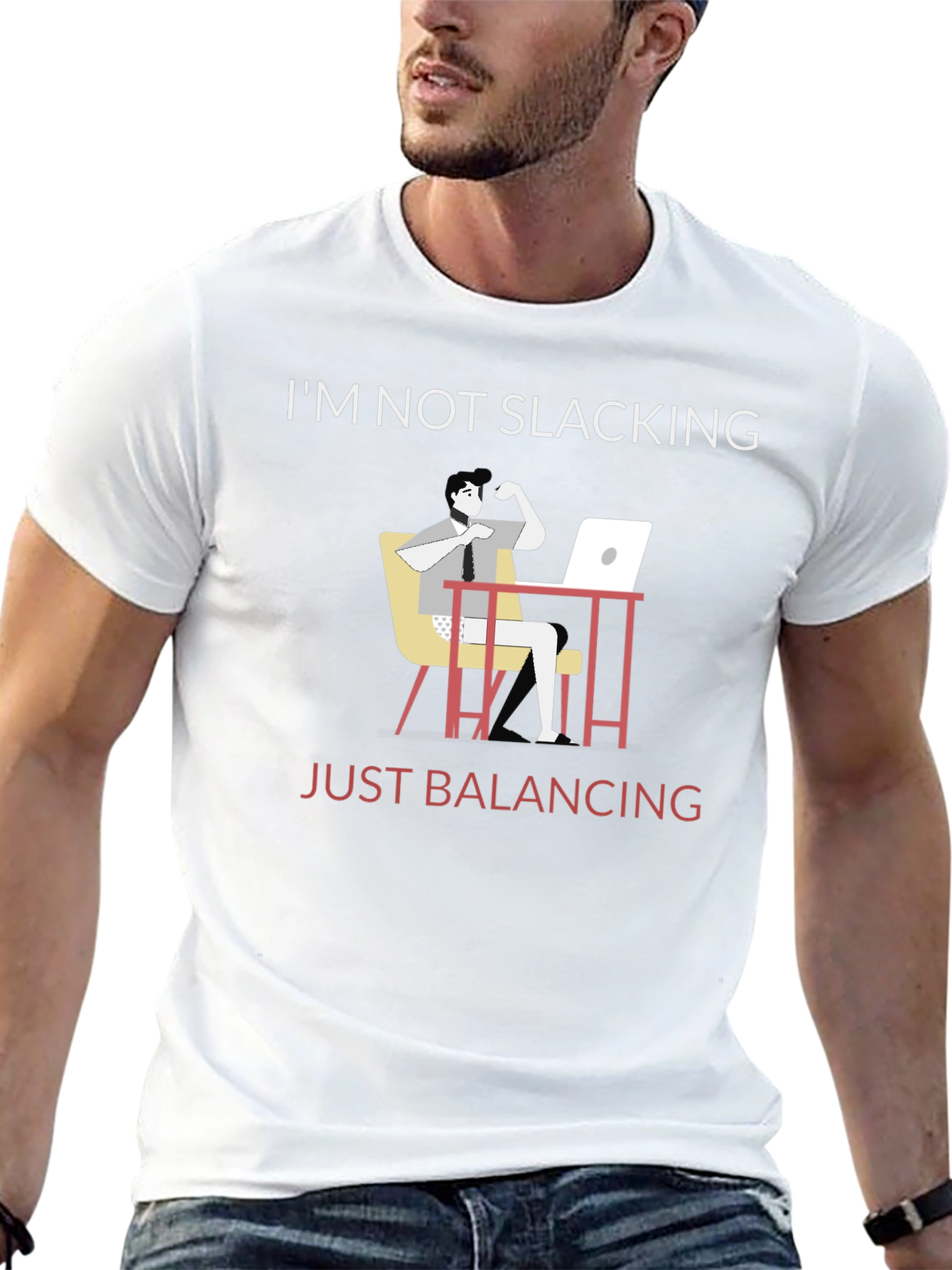 Black Funny Balancing Act T-Shirt: Work From Home Humor view 13