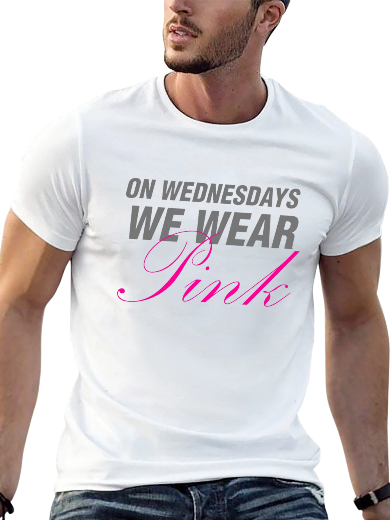 Black On Wednesdays We Wear Pink Graphic Tee view 13