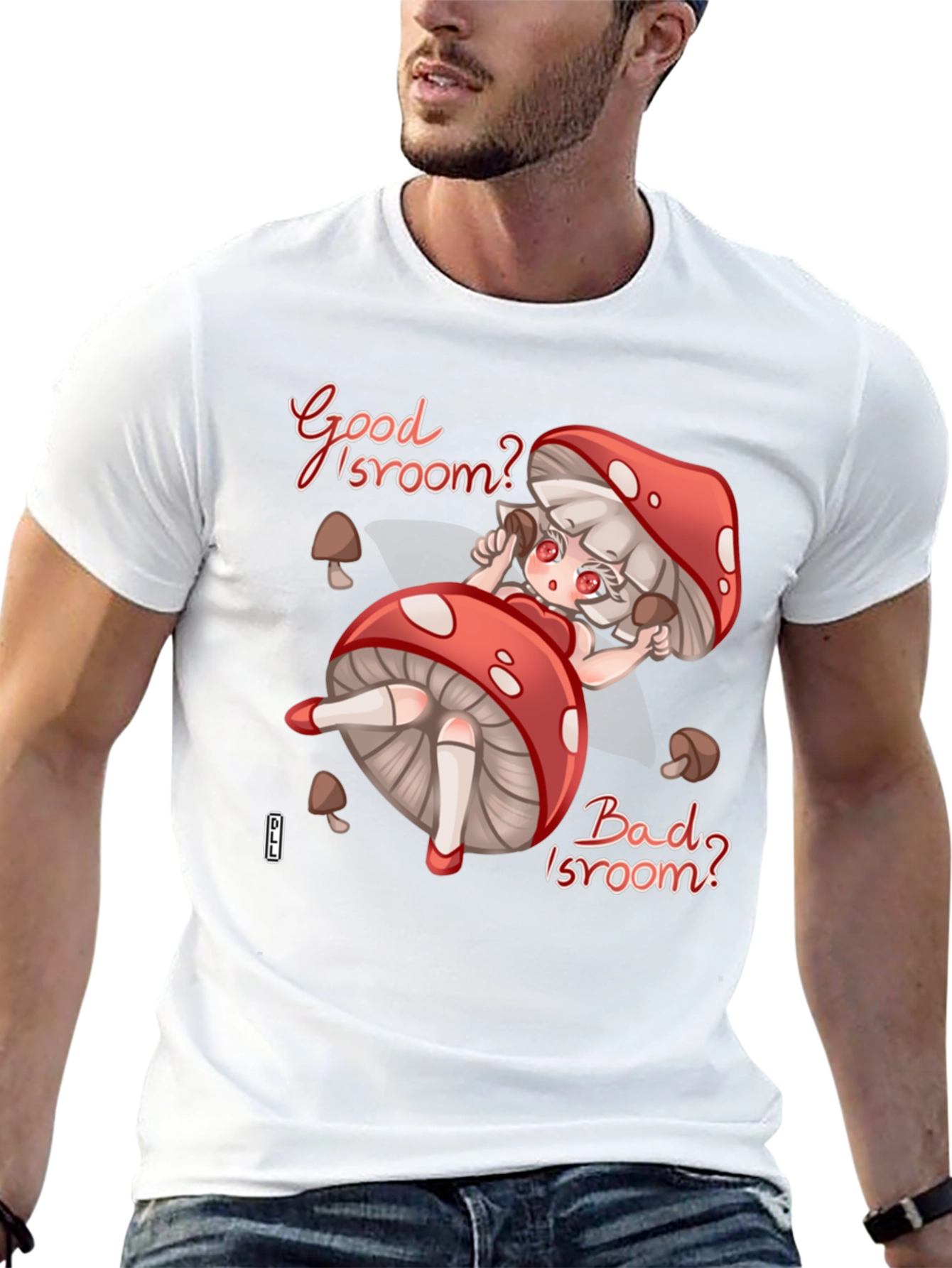 Black Good Isroom? T-Shirt - Funny Mushroom Girl Tee view 13