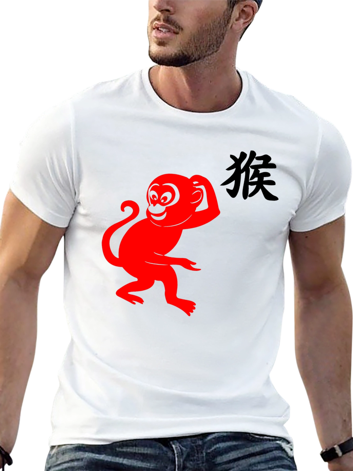 Black Red Monkey Graphic T-Shirt - Classic Black Tee view 13
