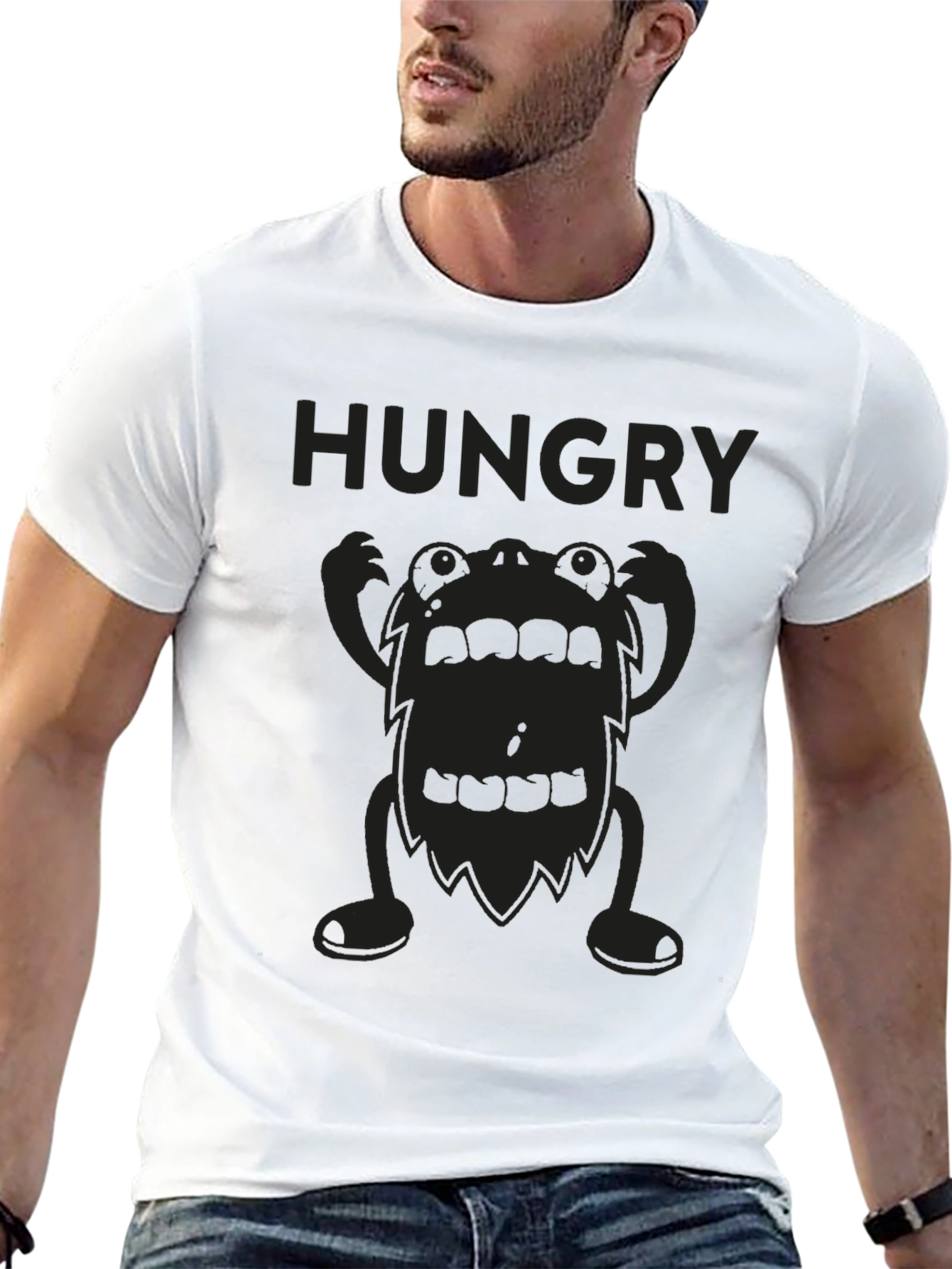 Black Hungry Monster Graphic Black T-Shirt view 13