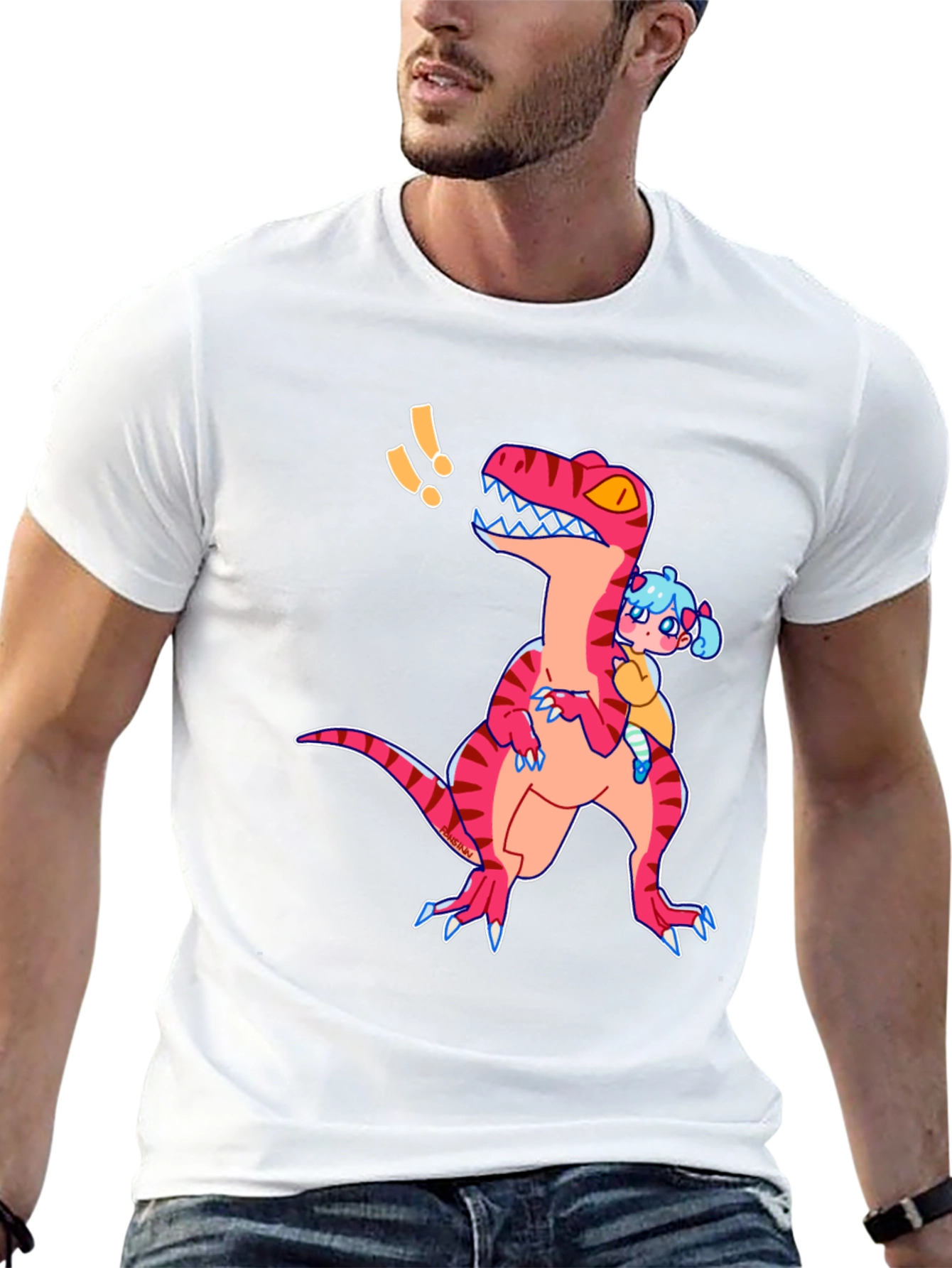 Black Dino & Girl Graphic Tee - Black view 13