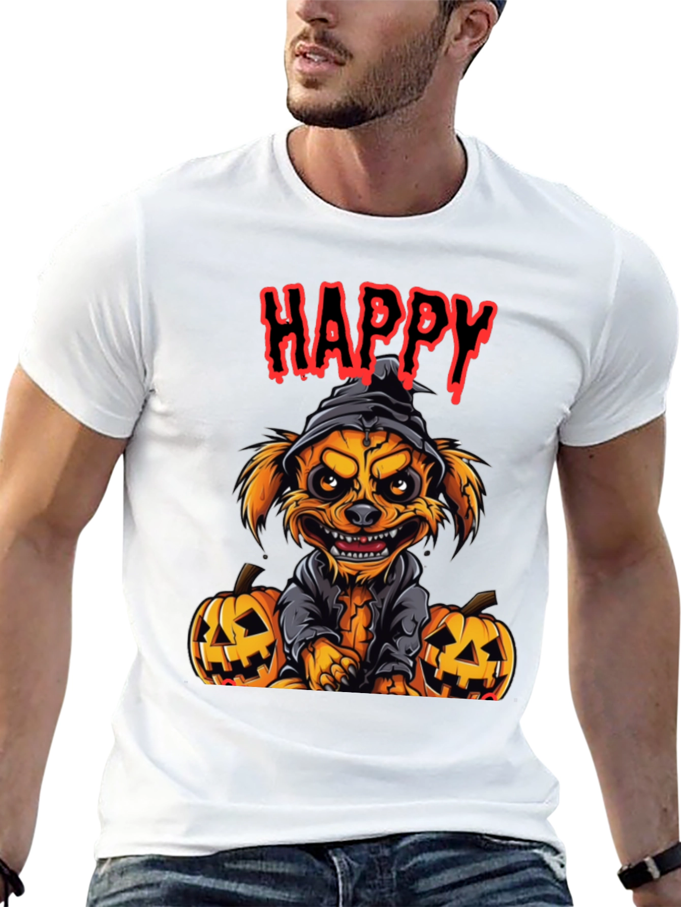 Black Happy Halloween Dog T-Shirt view 13