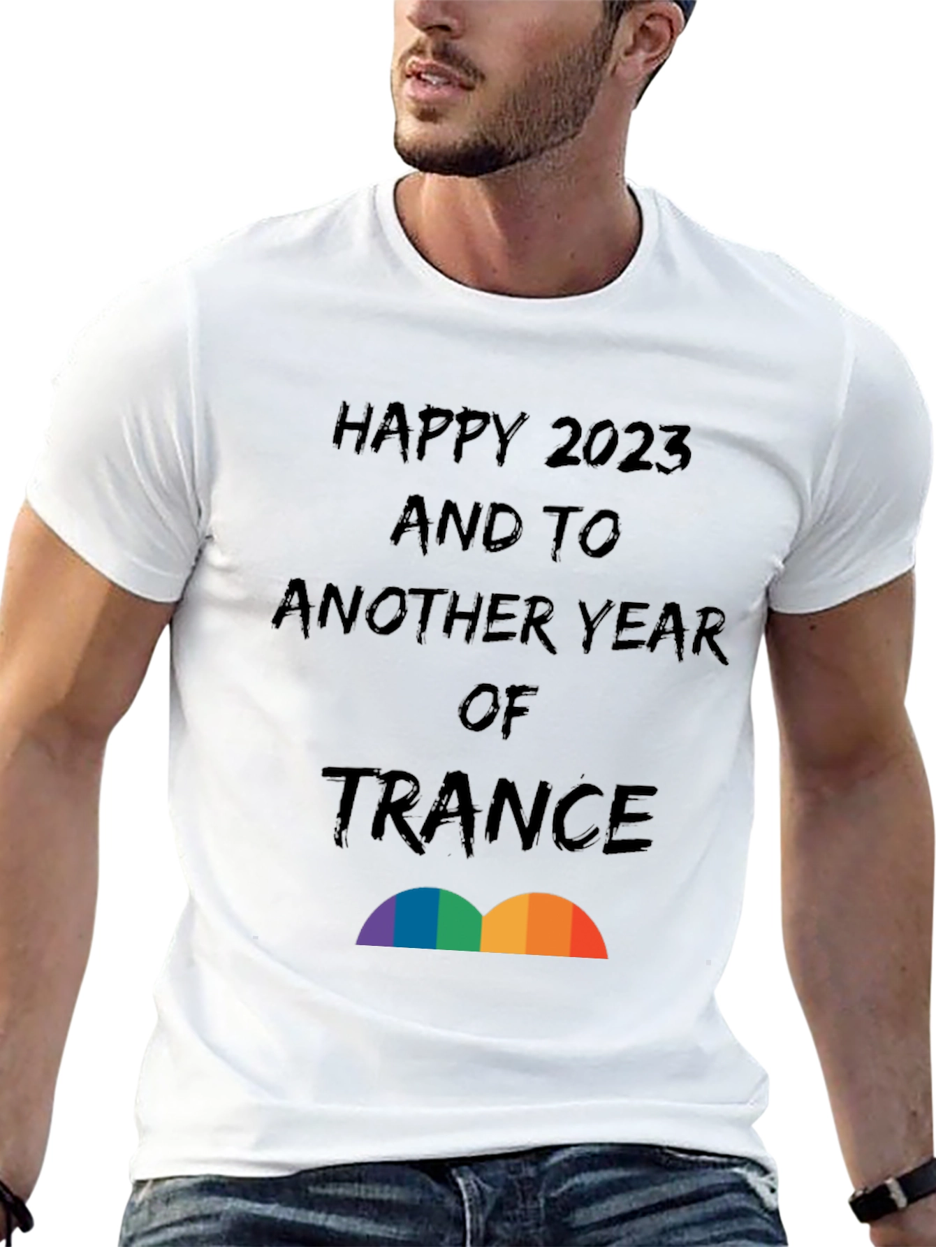 Black Happy 2023 Trance T-Shirt - New Year Celebration Tee view 13