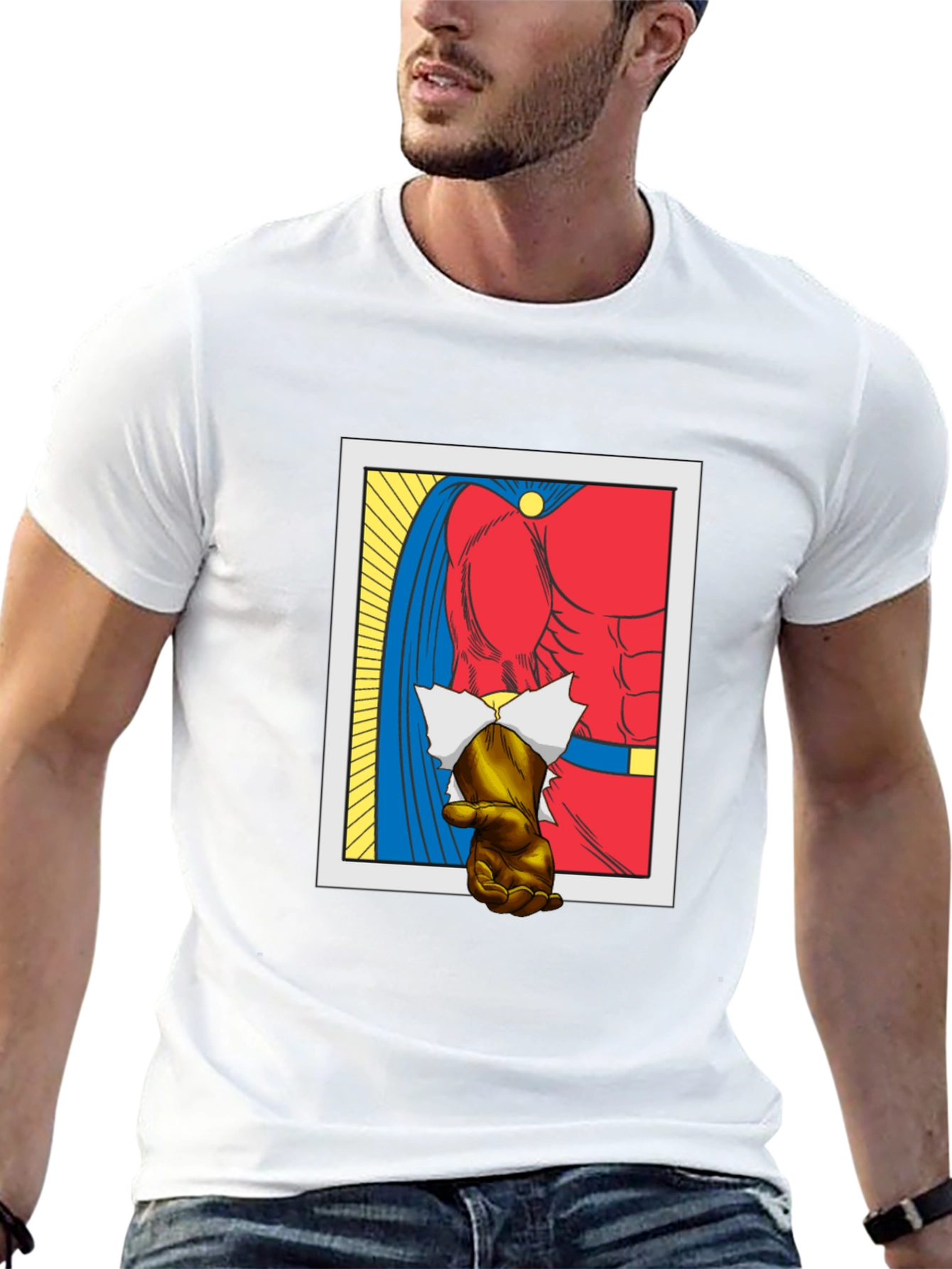 Black Superhero Chest Comic Graphic T-Shirt view 13