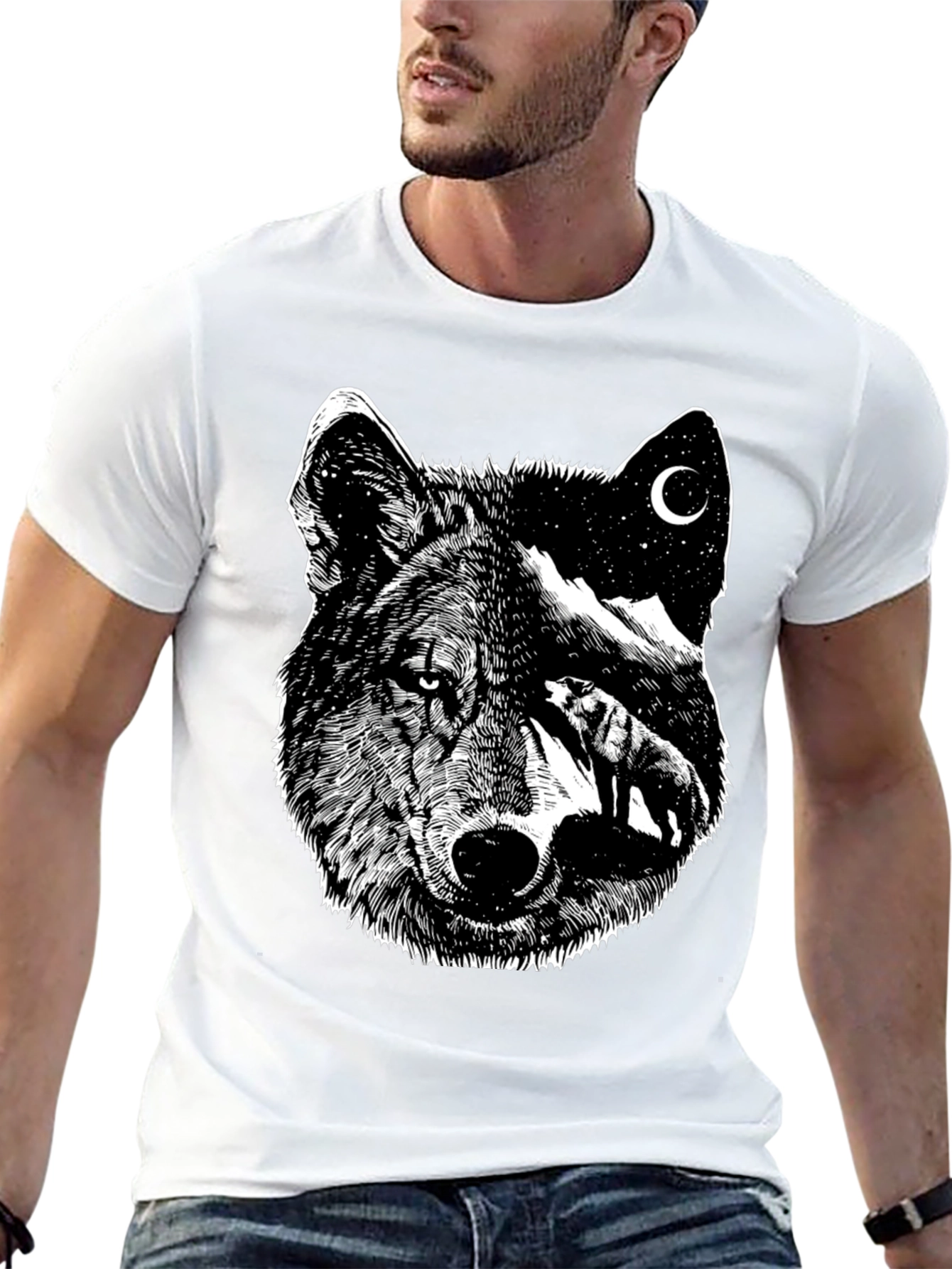 Black Wolf Moon Graphic Tee - Black view 13