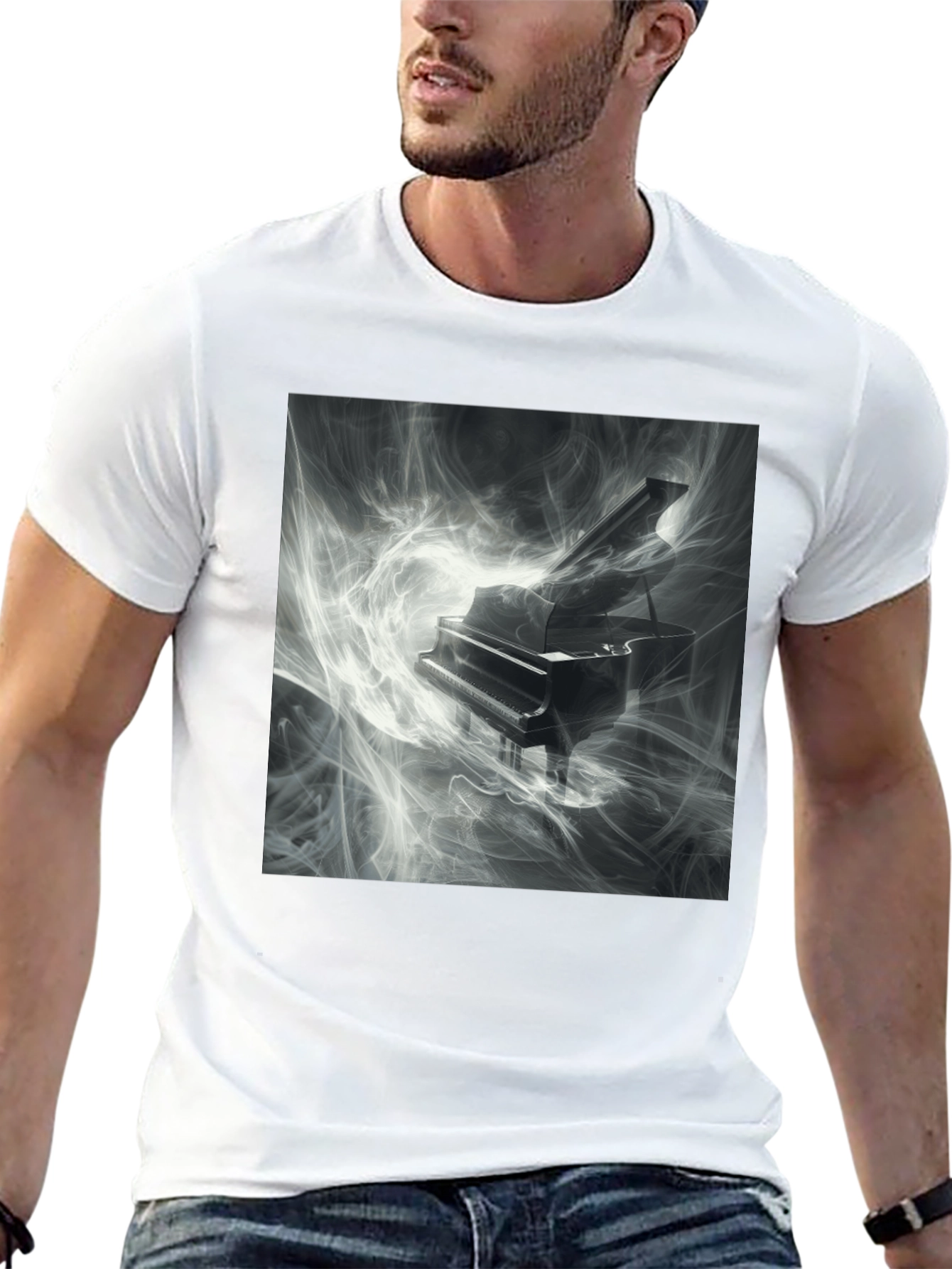 Black Piano Music T-Shirt - Artistic Black Tee view 13