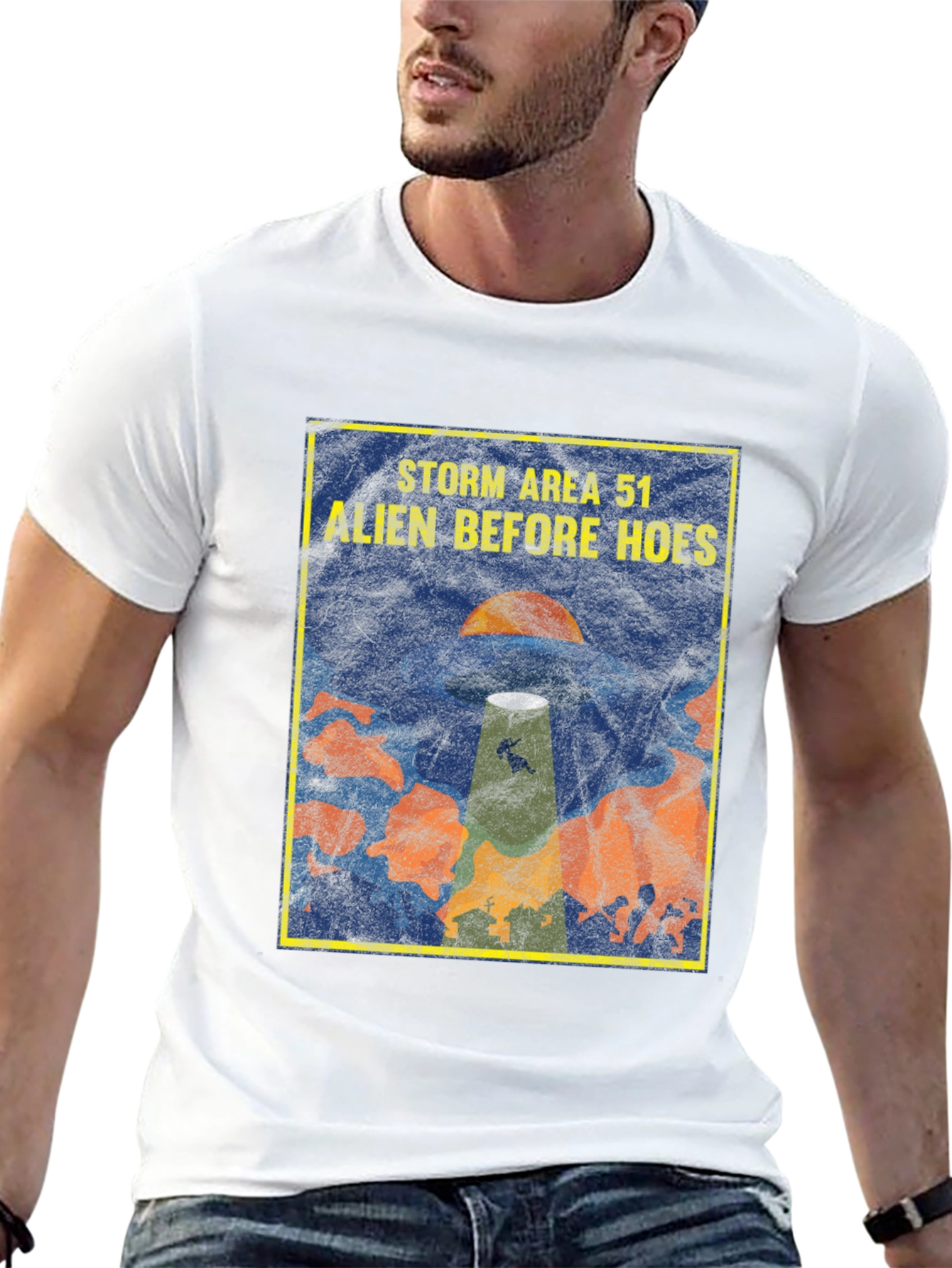 Black Storm Area 51 Alien Before Hoes Graphic T-Shirt view 13
