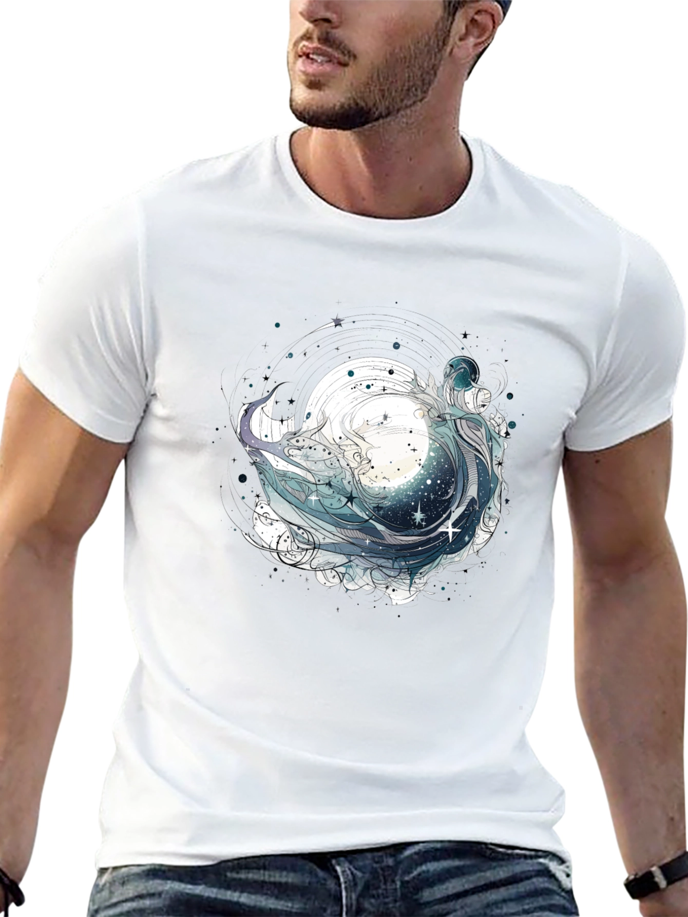 Black Celestial Wave Graphic Tee - Black view 13