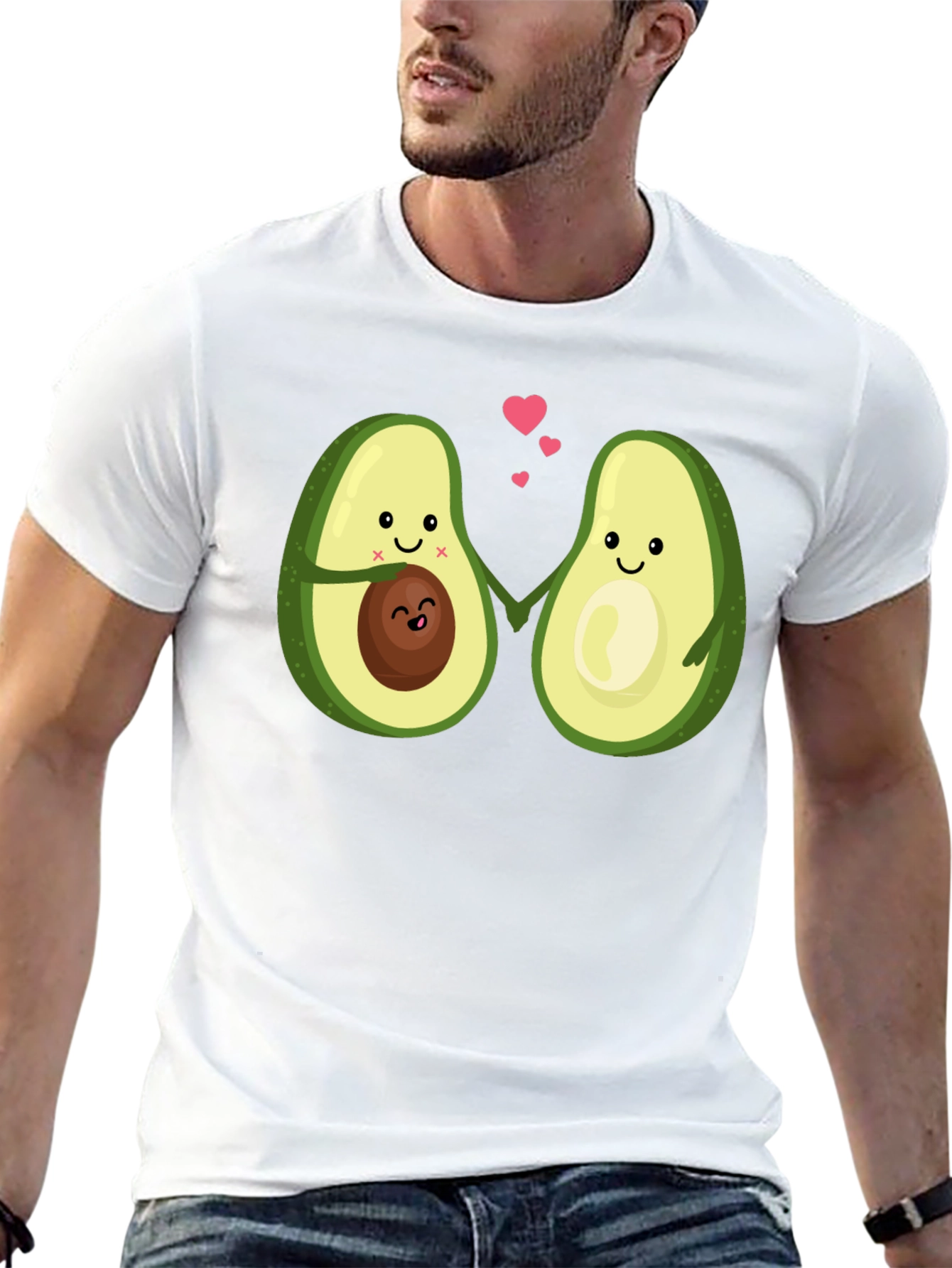 Black Cute Avocado Couple Black T-Shirt view 13