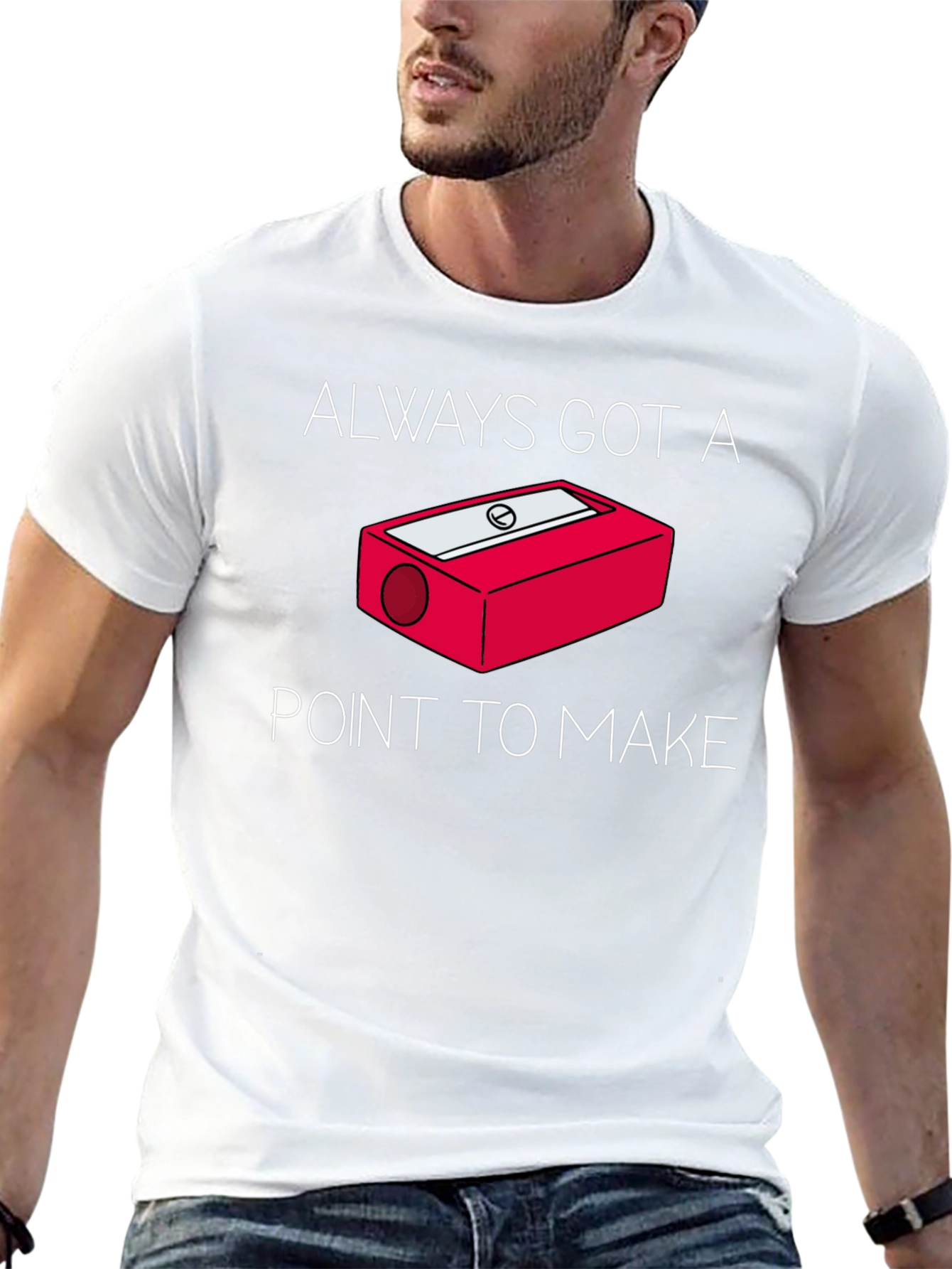 Black Always Got a Point T-Shirt - Pencil Sharpener Design view 13