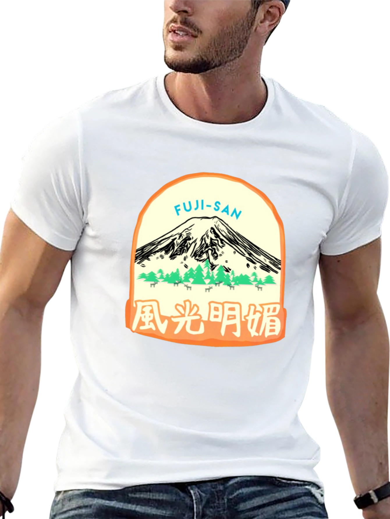 Black Fuji-San Graphic Tee - Black Cotton T-Shirt view 13