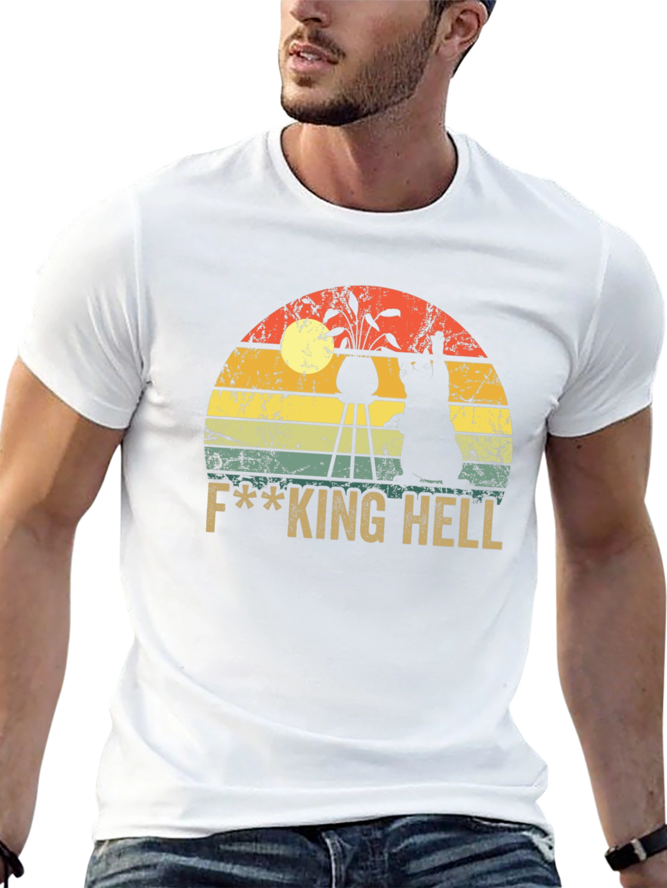 Black F***ing Hell Cat Graphic T-Shirt view 13