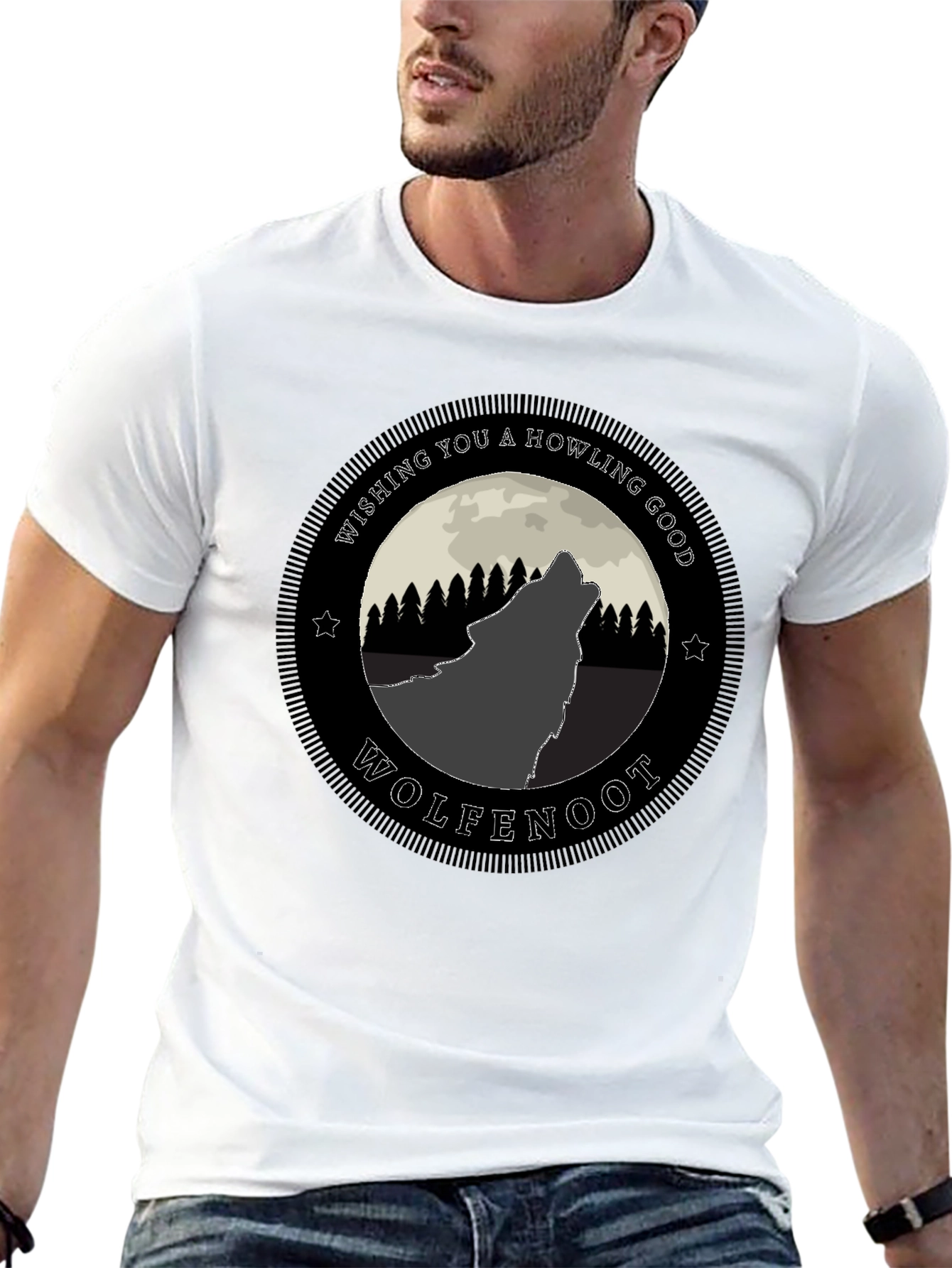 Black Wolfenoot Howling Good T-Shirt view 13