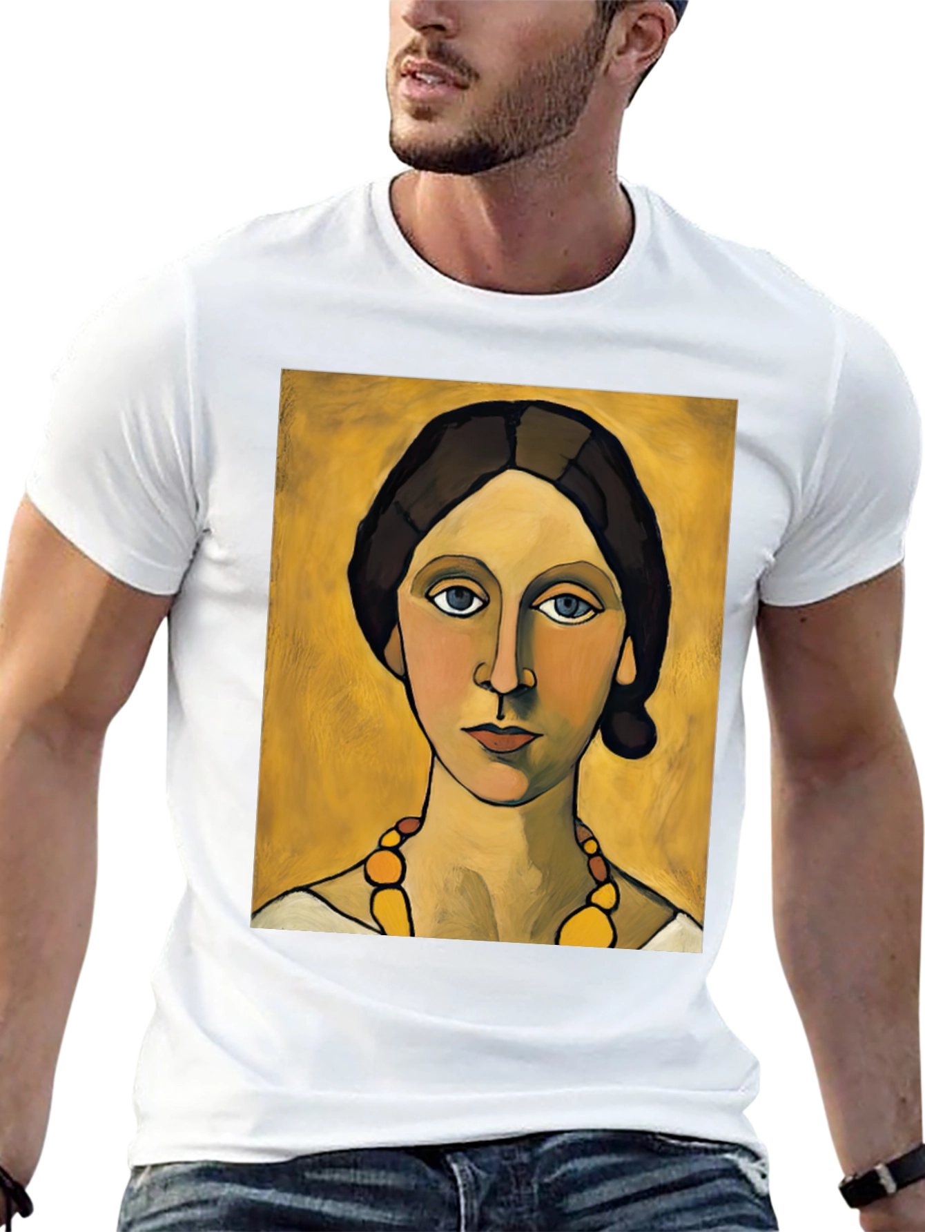 Black Woman with Necklace Portrait Graphic T-Shirt view 13